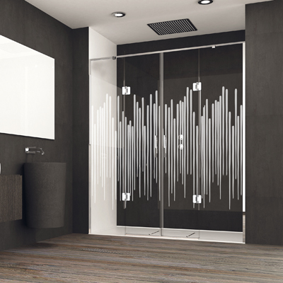 Mampara decorativa con puertas batientes