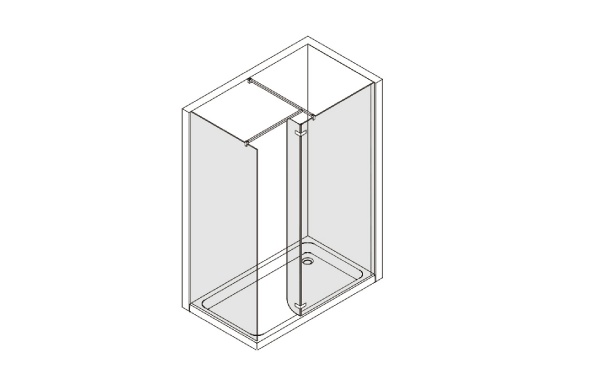 Frontal fixed de 120 cm. + porte abattable 180º de 25 cm. (à droite)
