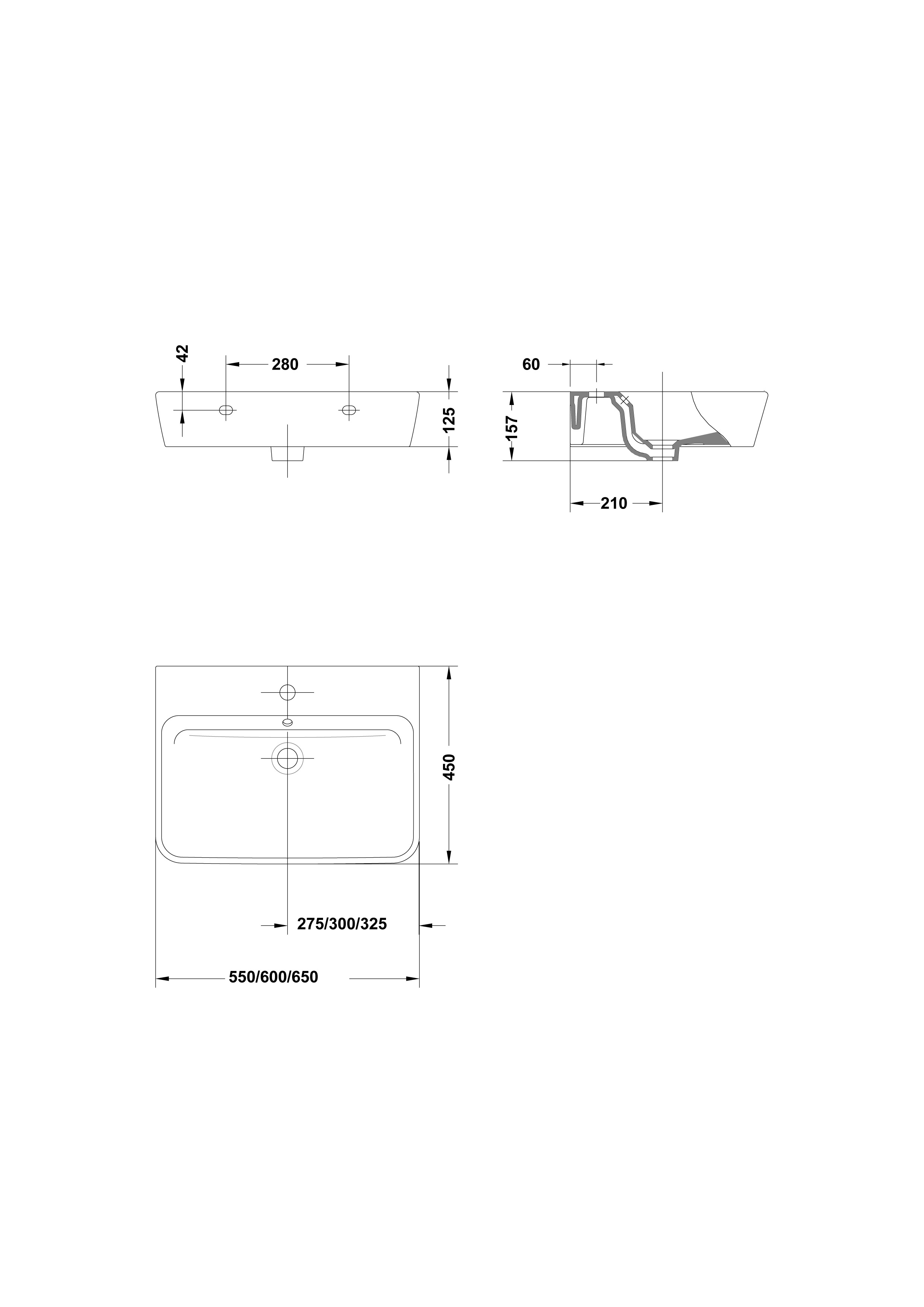 Lavabo60x45 cm.