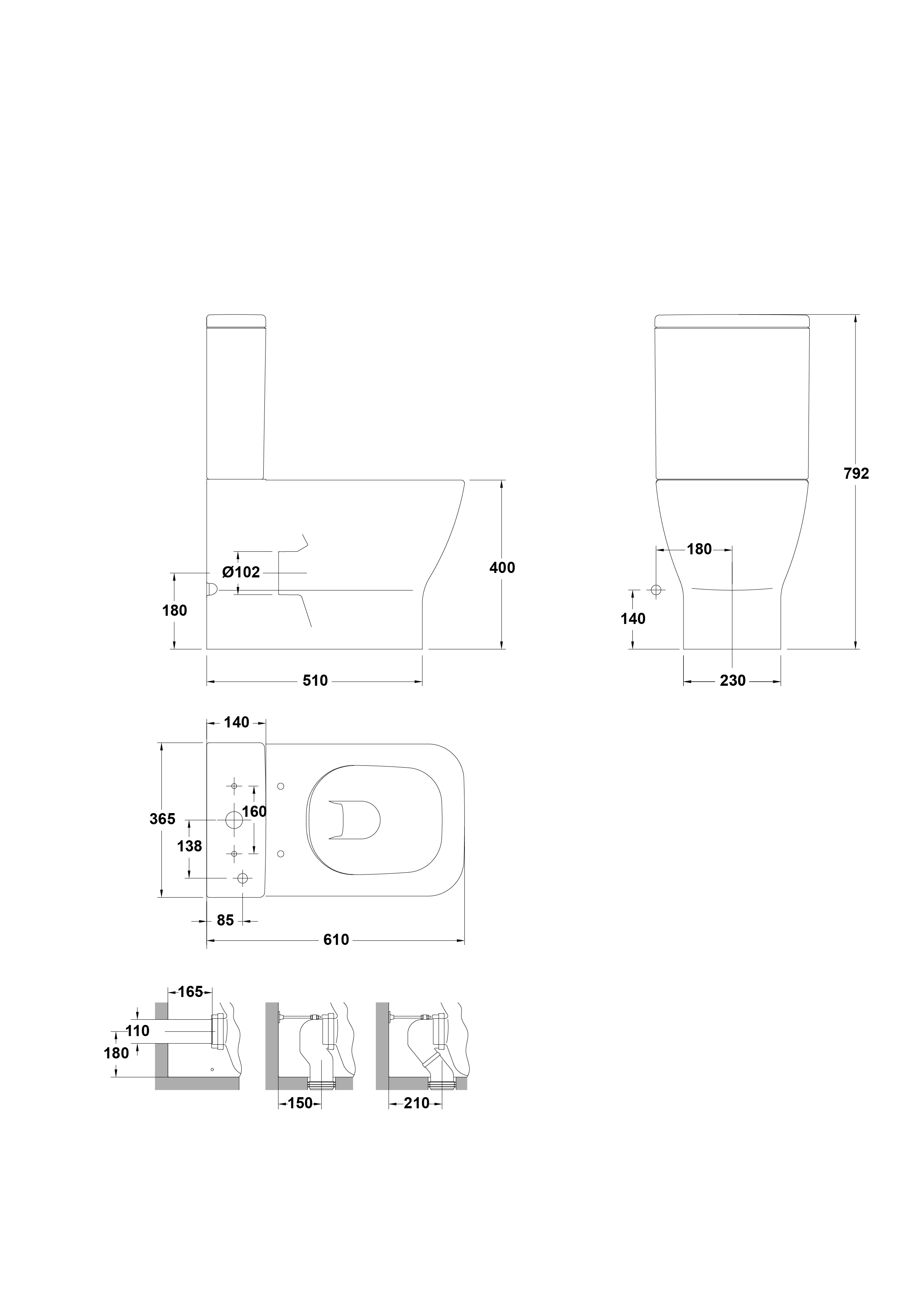 Réservoir bas avec mécanisme à double poussoir 4/2 litres