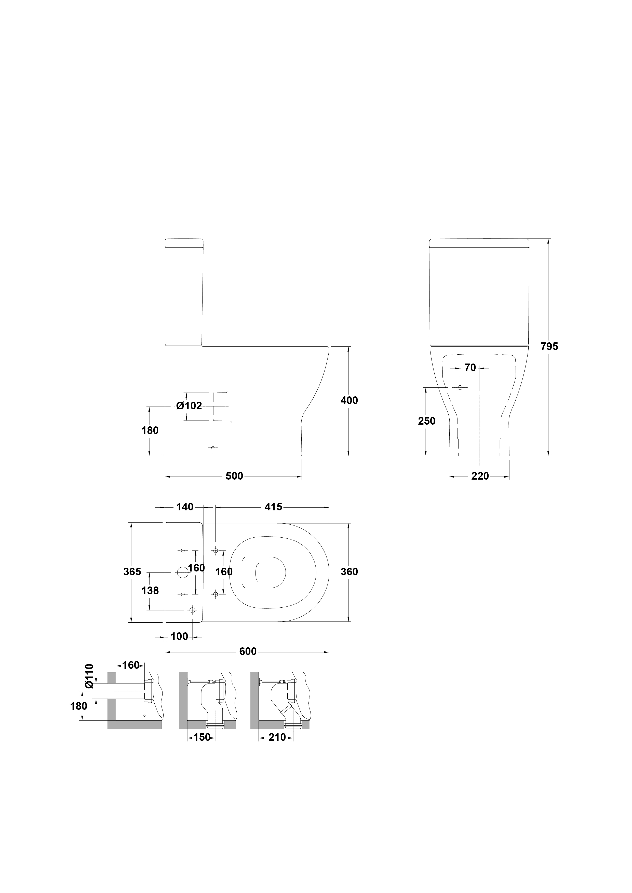 Réservoir bas avec mécanisme à double poussoir 4/2 litres