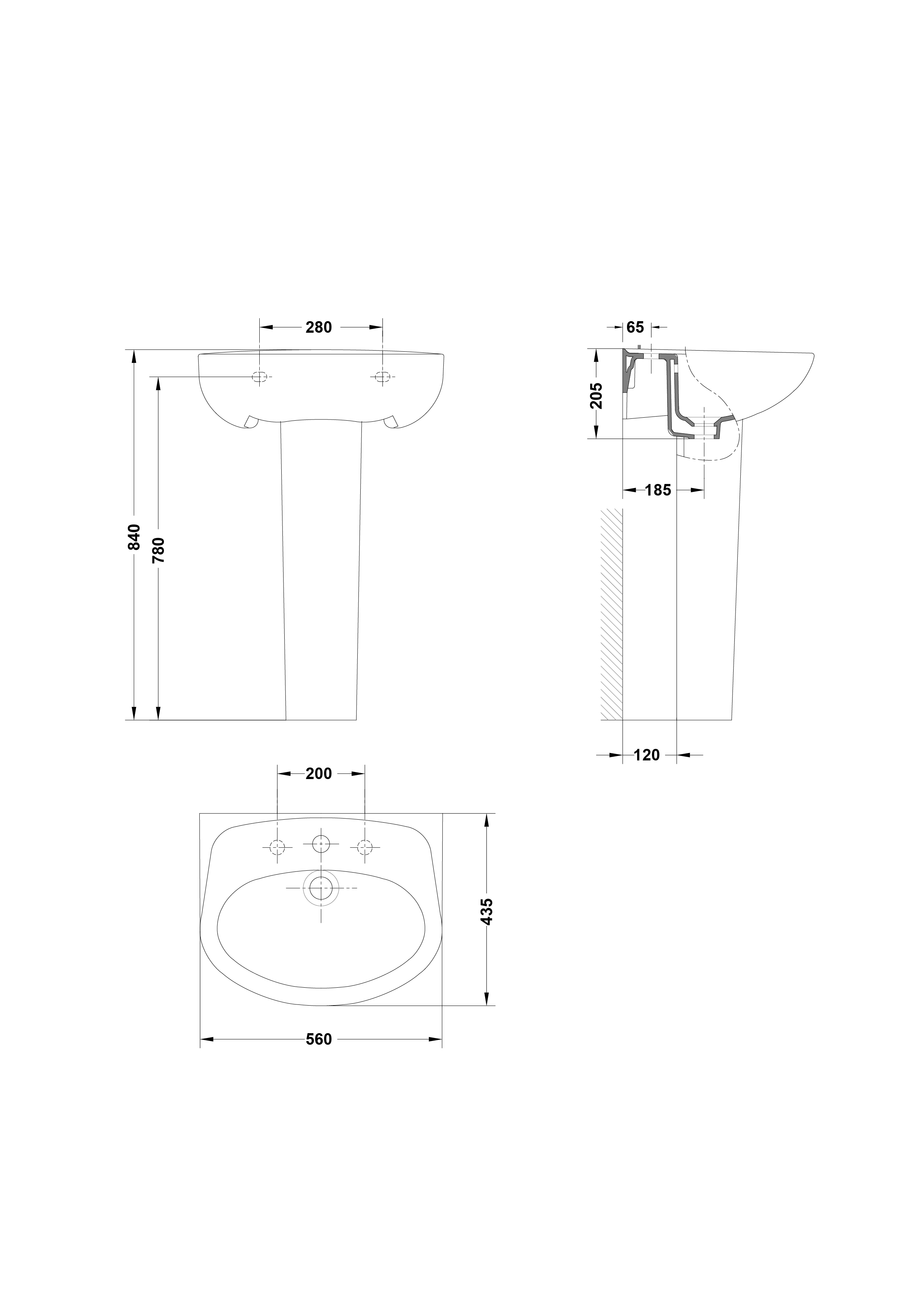 Lavabo 56x43 cm.