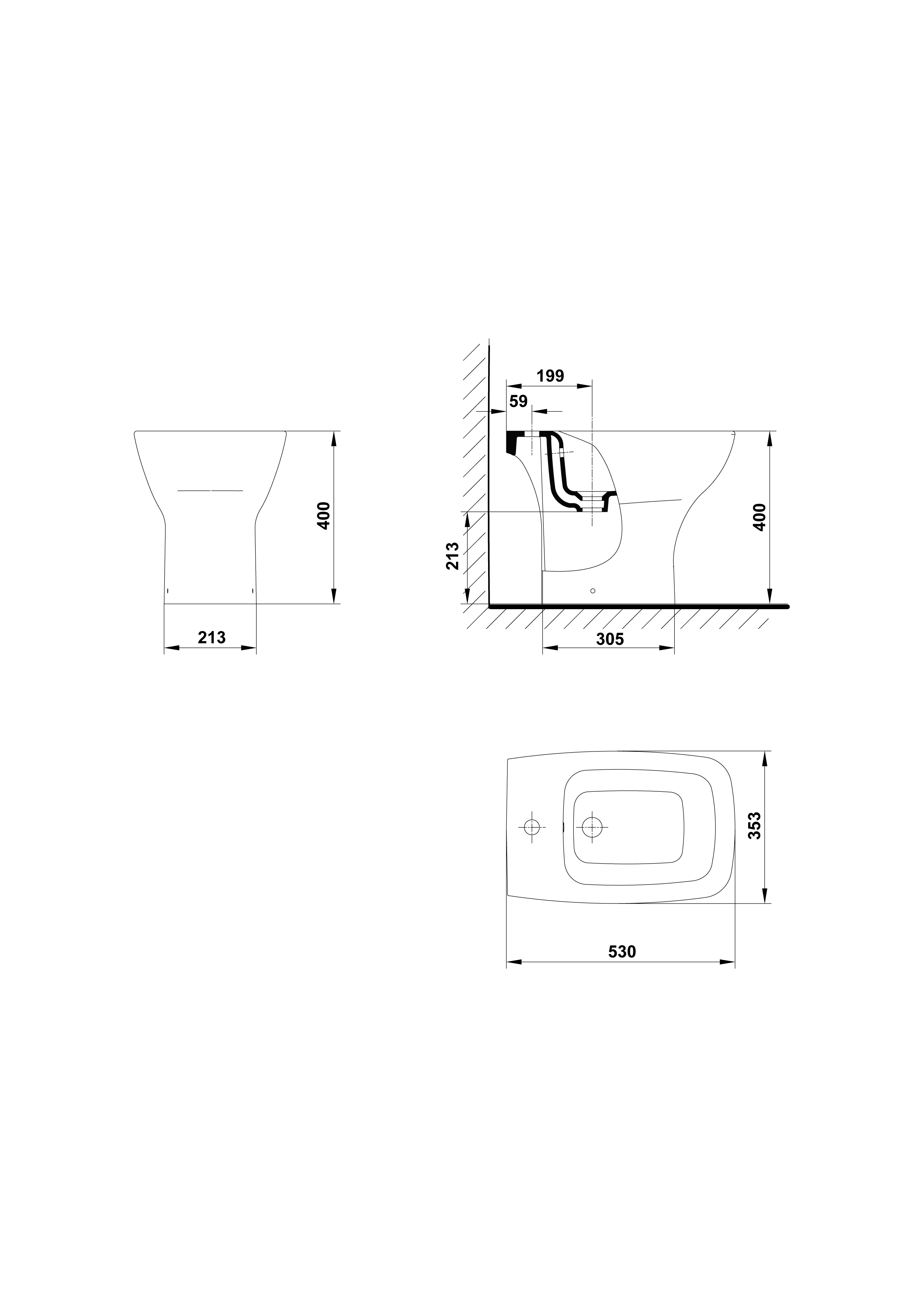 Bidet 53x35 cm.