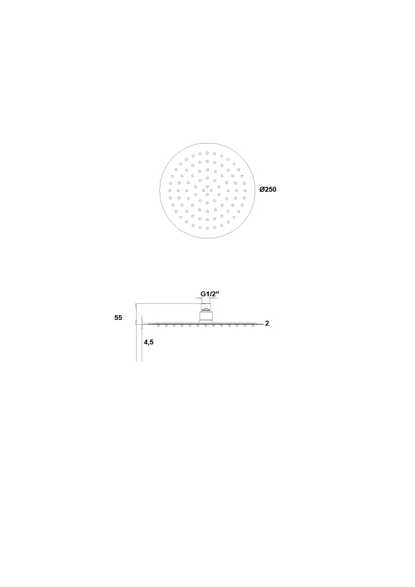 Pommeau de douche circulaire 25 cm.