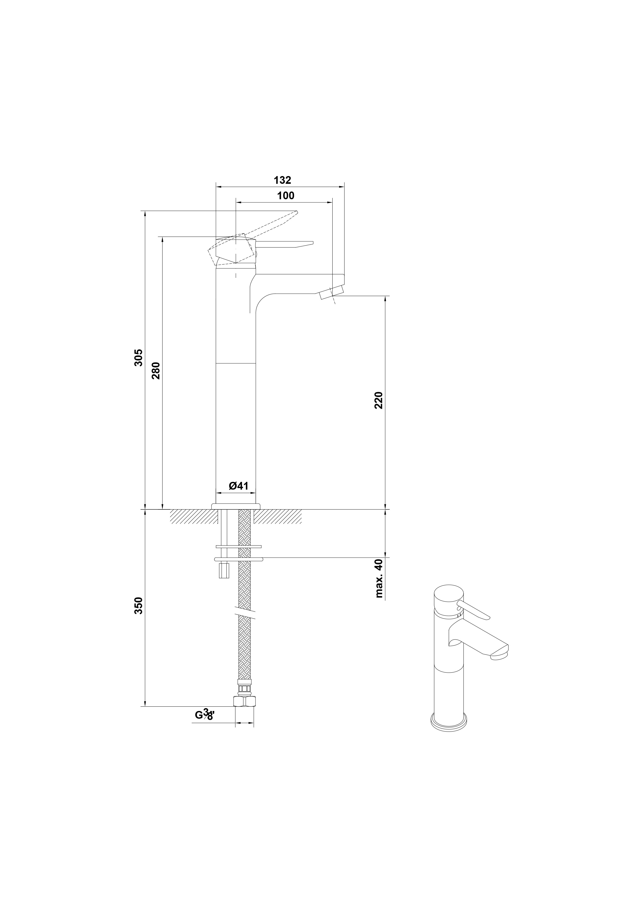 Mitigeur de lavabo à bec haut