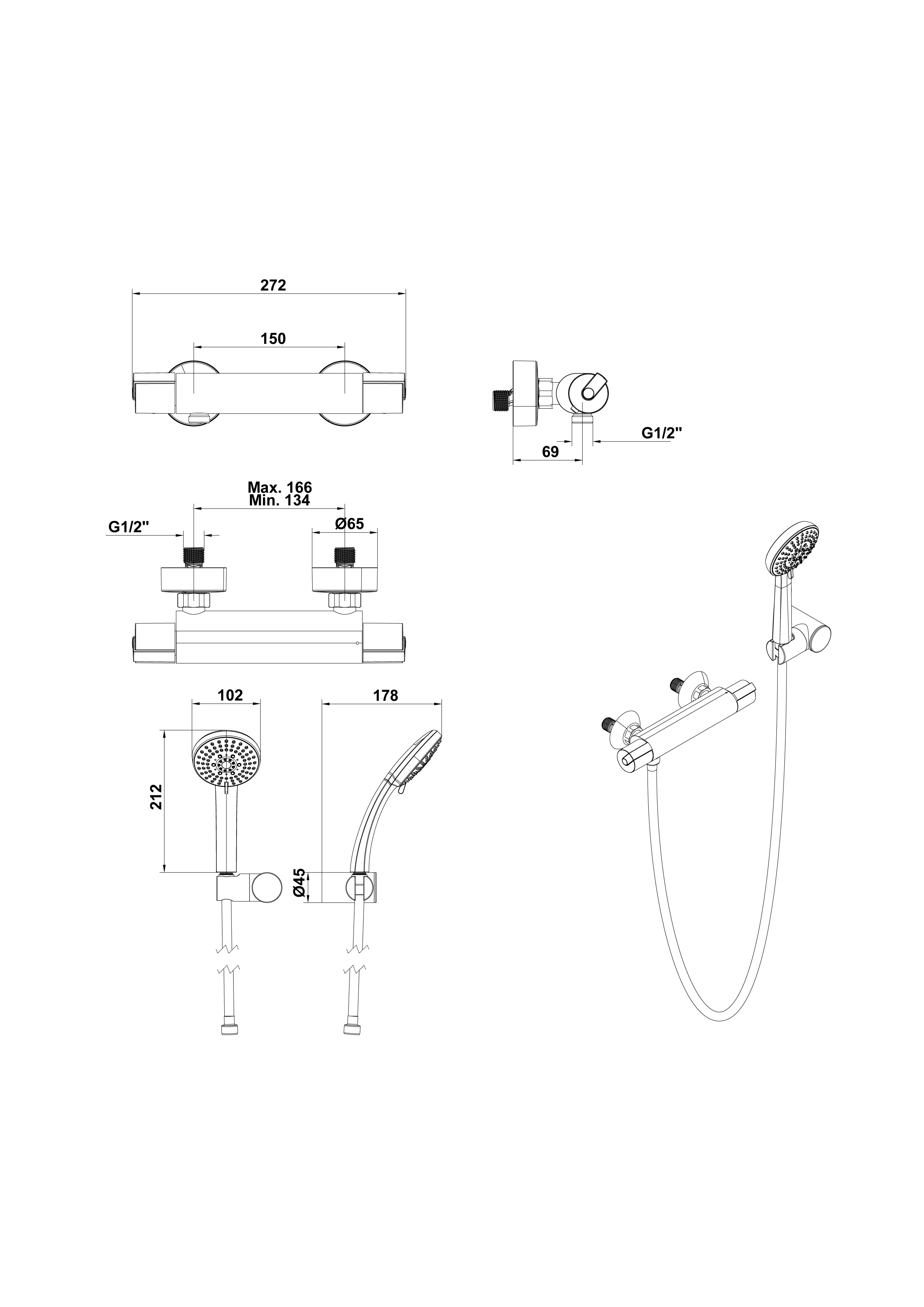 Mélangeur thermostatique pour douche