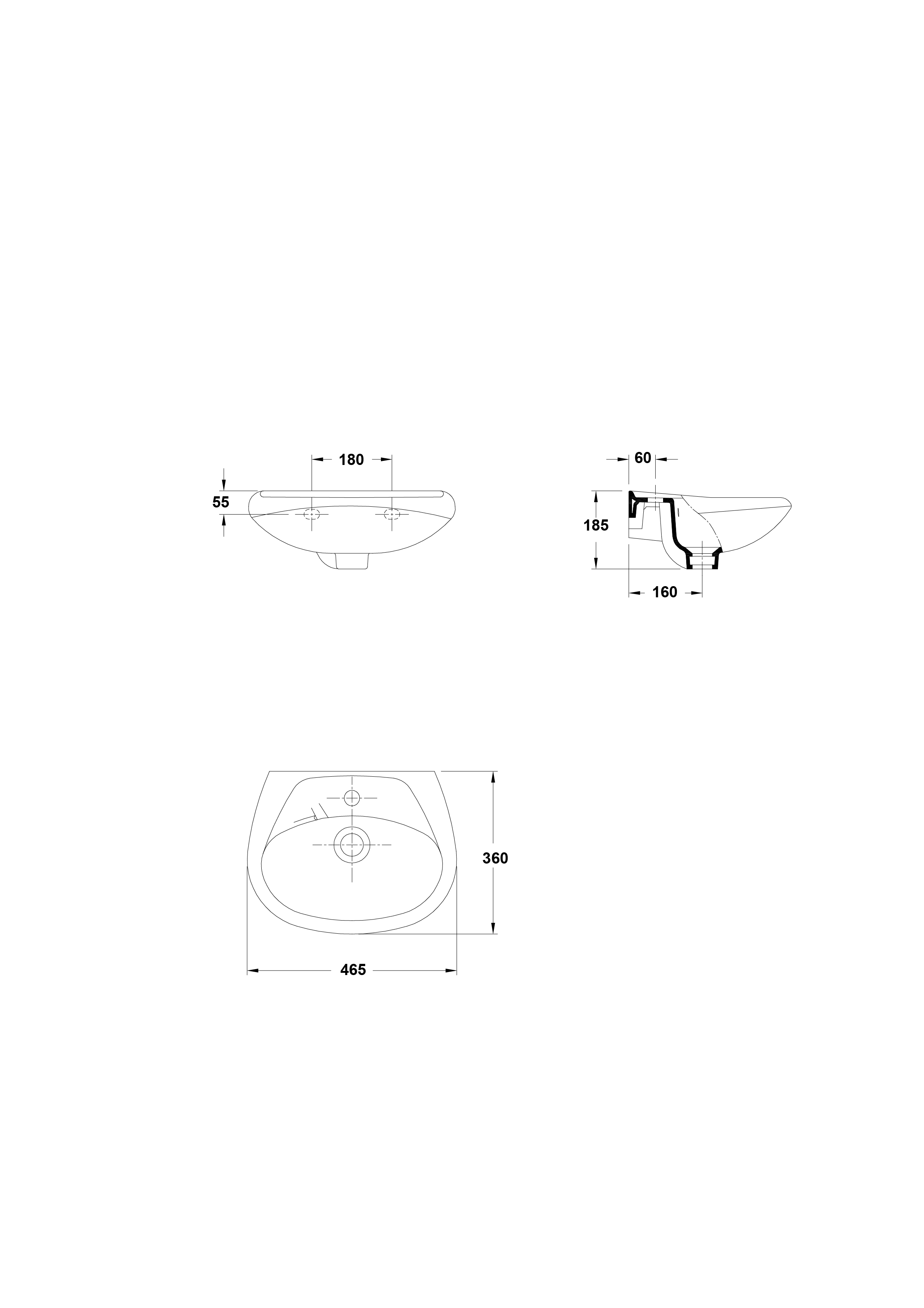 Lave-mains 46x36 cm.