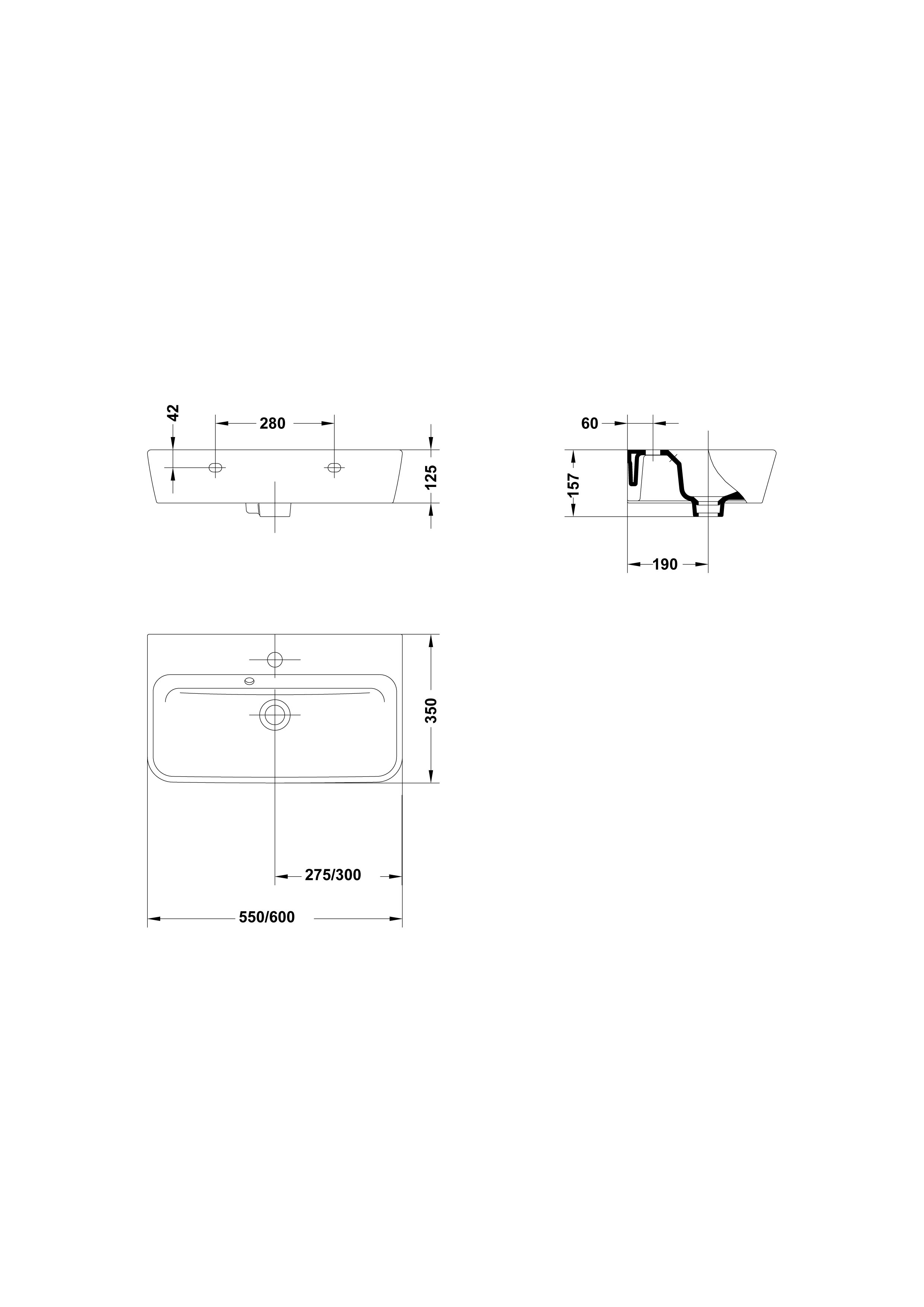 Lavabo compact 55x35 cm.