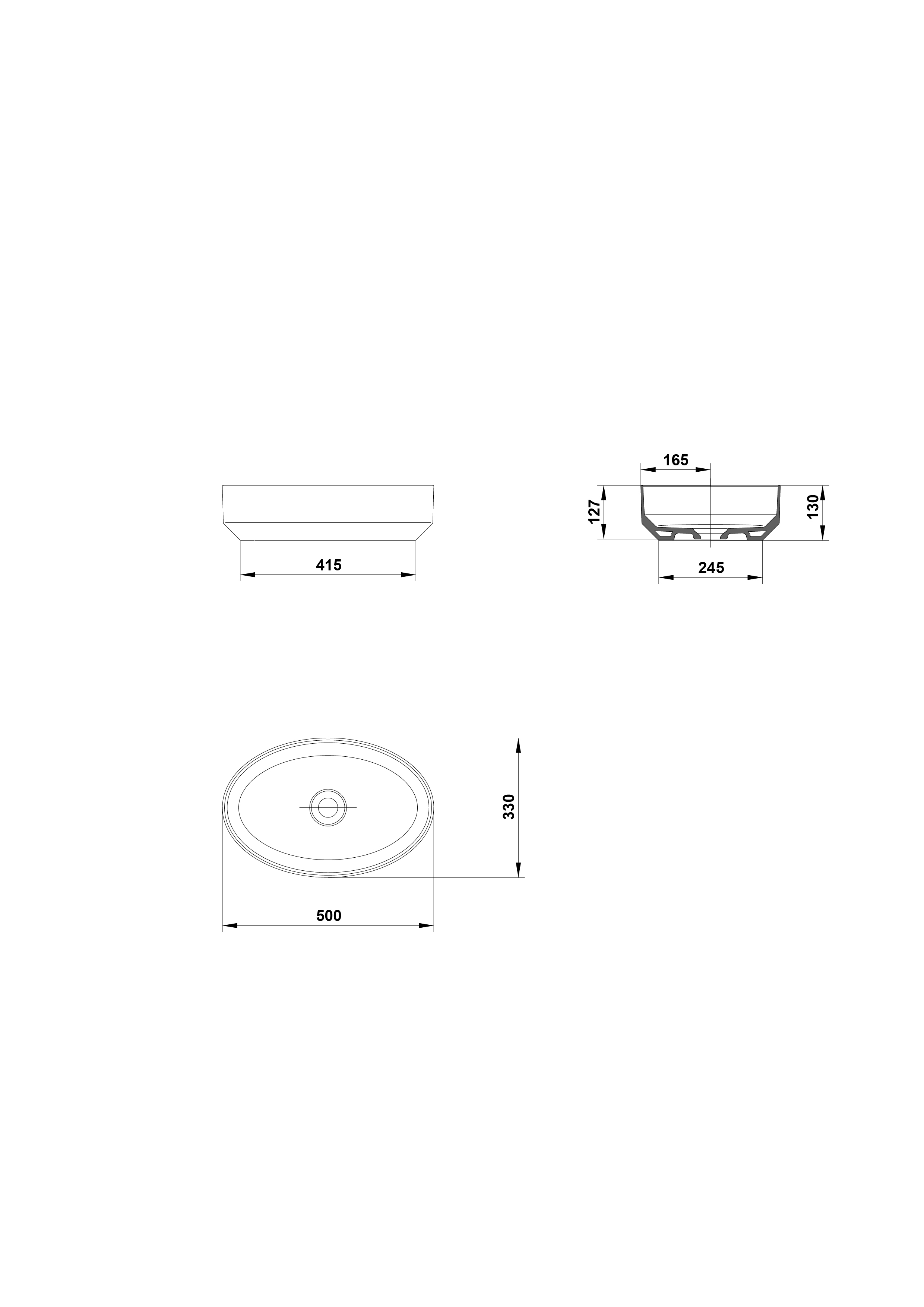 Lavabo de sobre-encimera 50x33 cm.