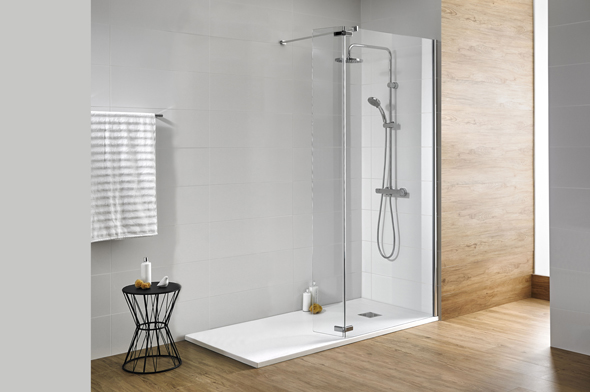 Frontal fijo de 90 cm. + puerta abatible 180° de 25 cm. (mano derecha)