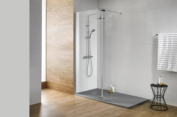 Frontal fijo de 120 cm. + puerta abatible 180° de 25 cm. (mano izquierda)