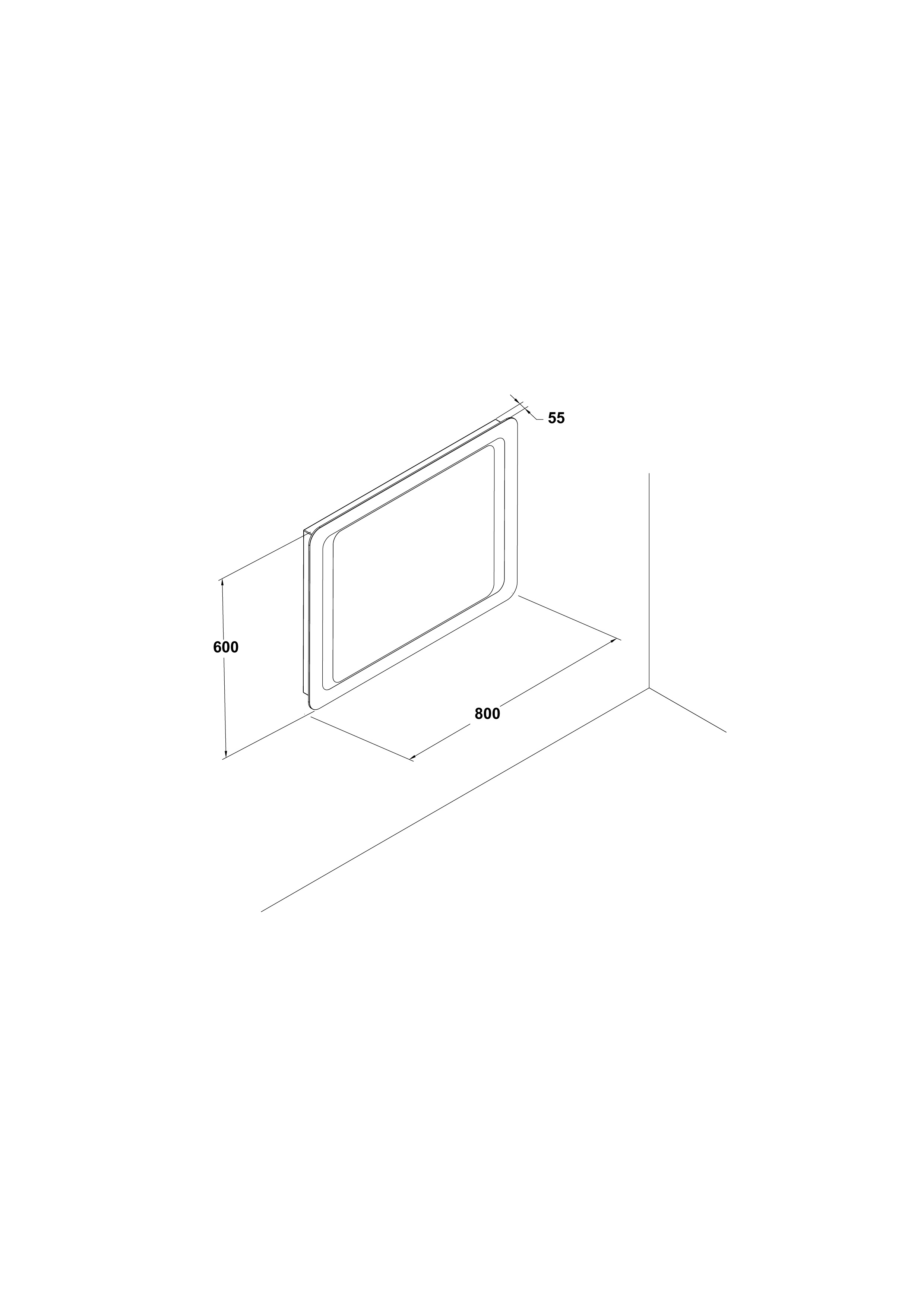 Espejo 80x60x3 cm.