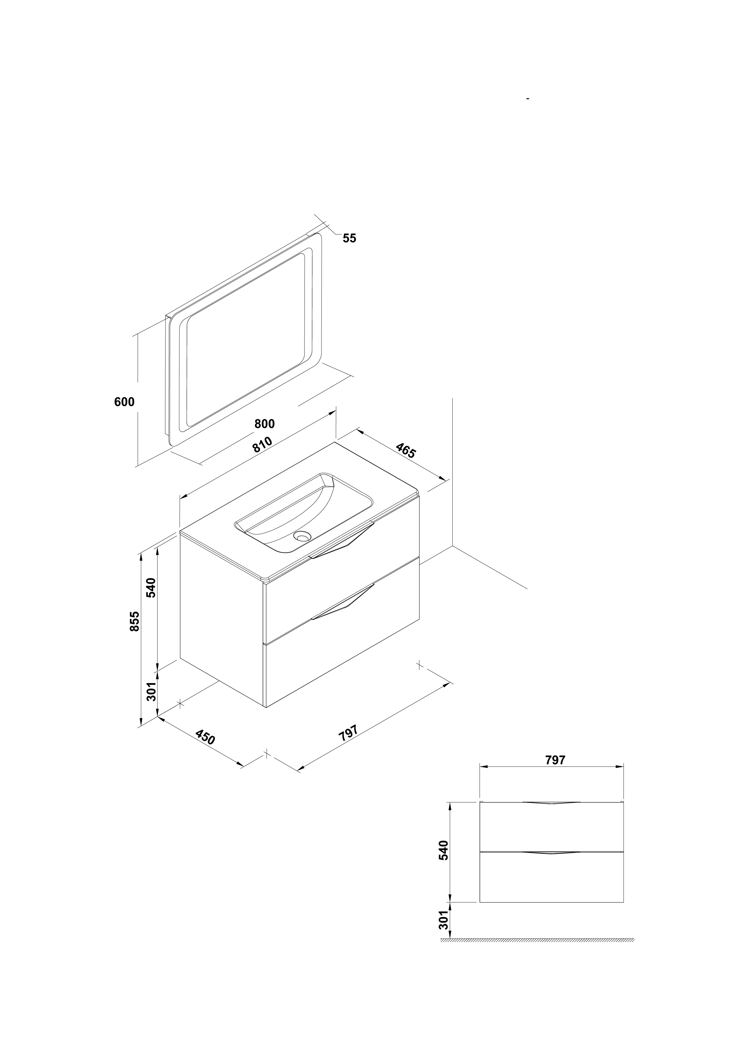 Pack Ágata 80 cm. (lavabo Emma)
