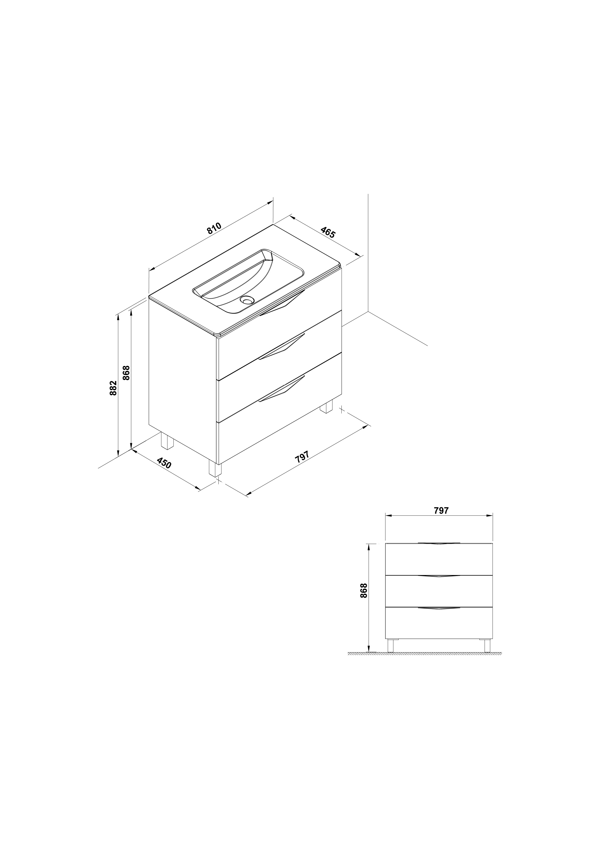 Ensemble Ágata 80 cm. (lavabo Emma)