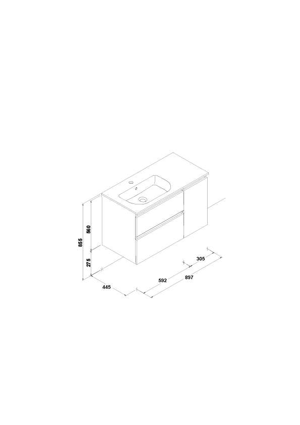 Ensemble Jade 90 cm. (lavabo Mid)