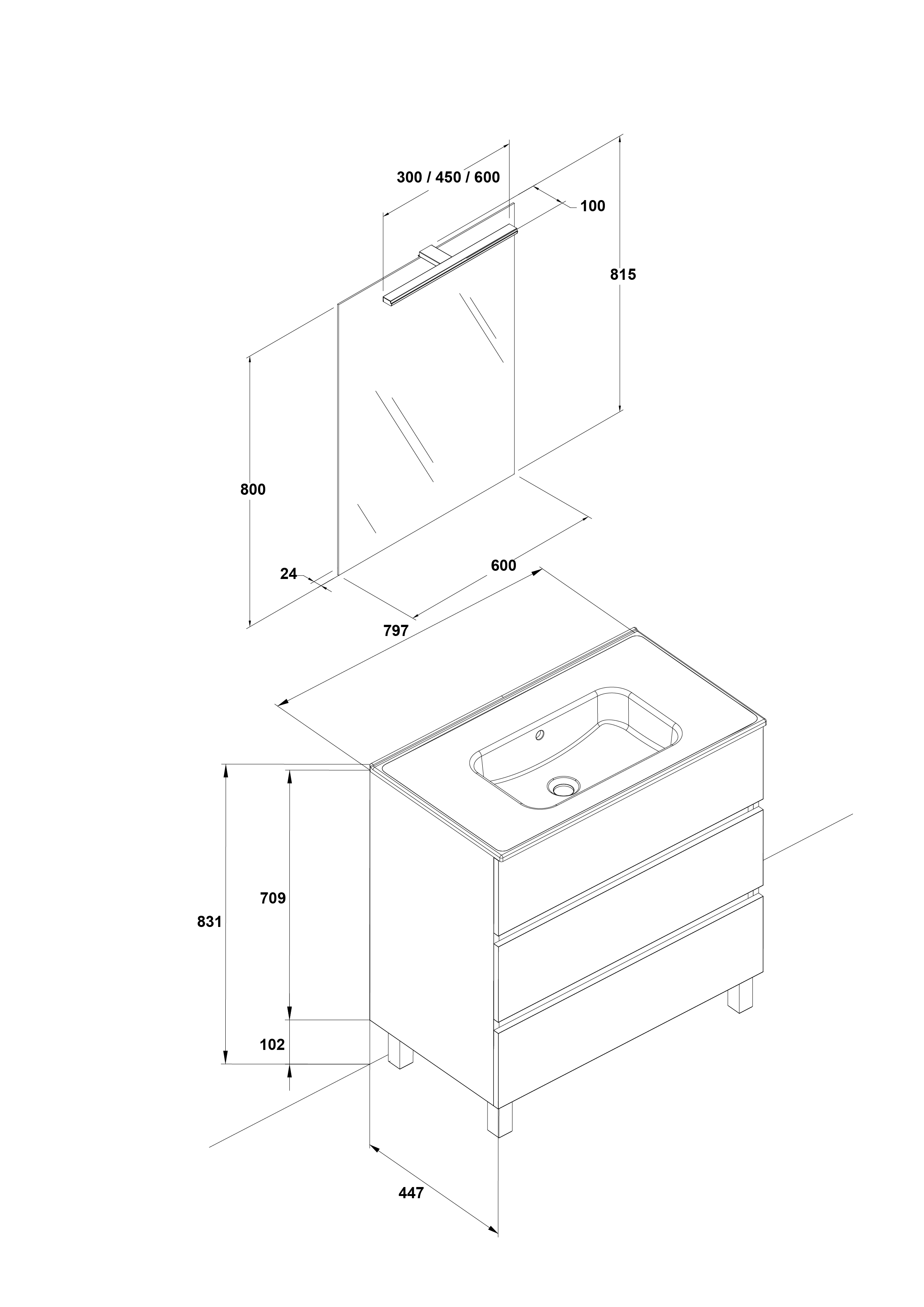 Pack Jade 80 cm. (lavabo Smile)