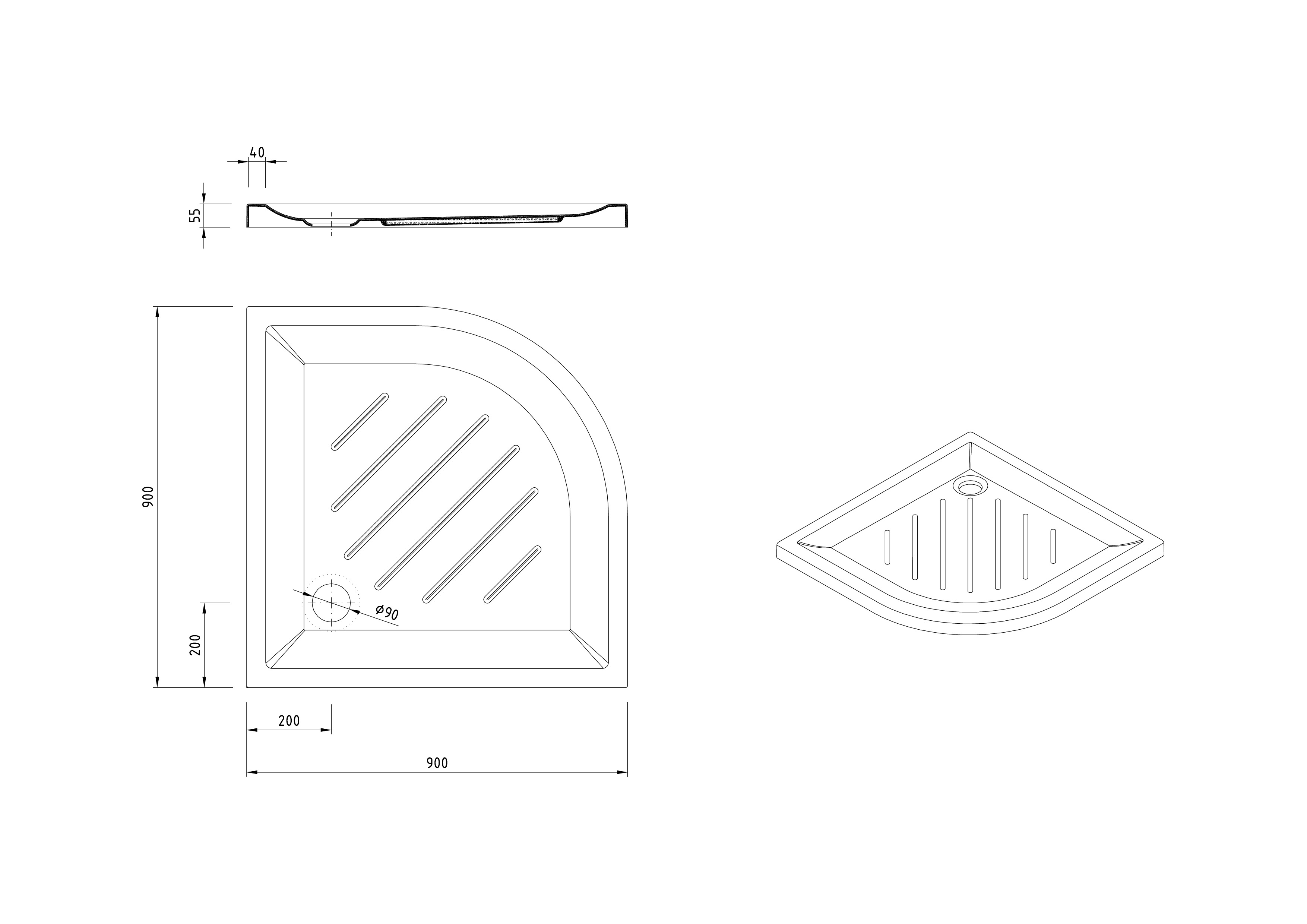 Plato de Ducha angular 90x90