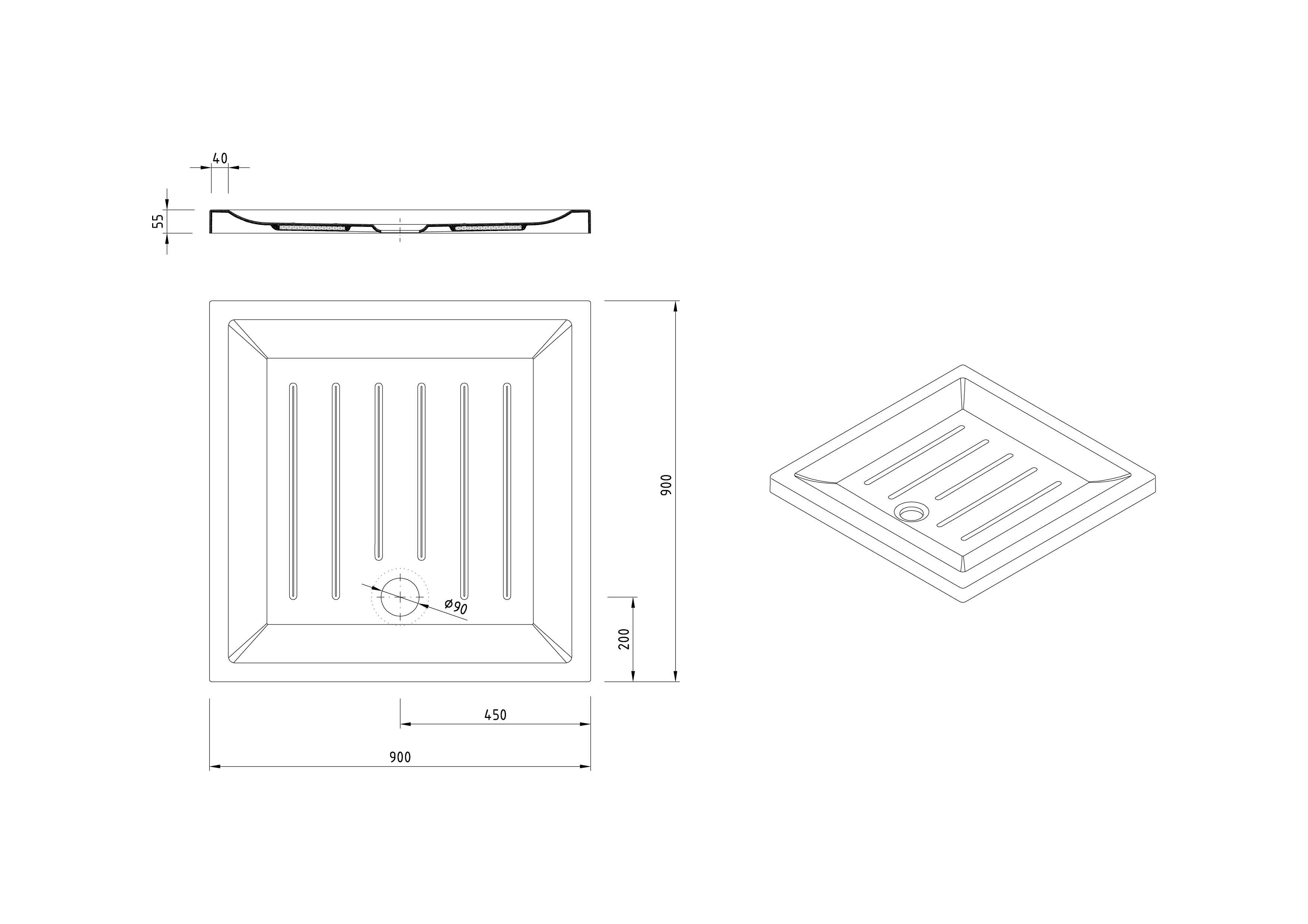 Receveur de Douche carré 90x90