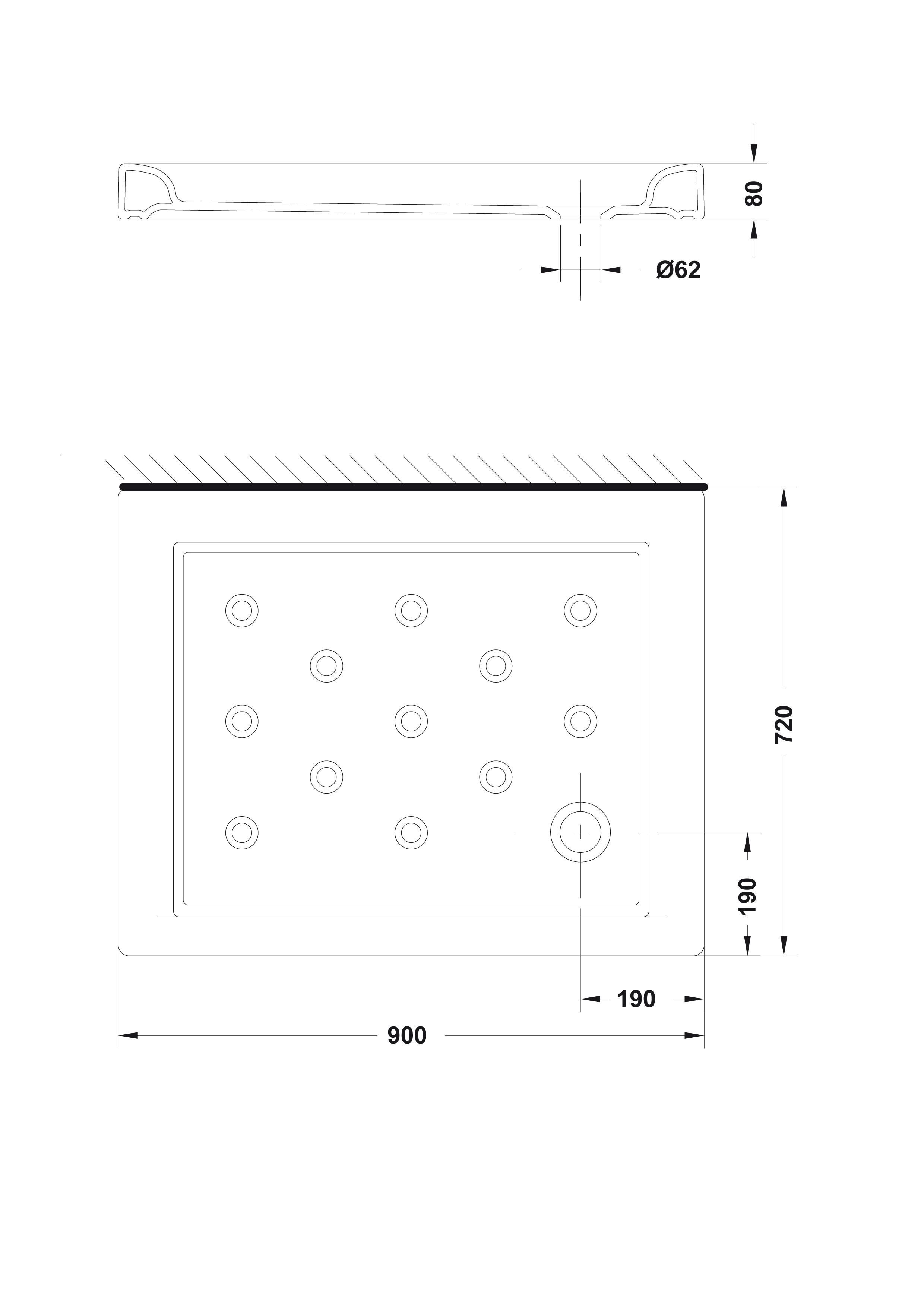 Receveur de Douche rectangulaire 90x72