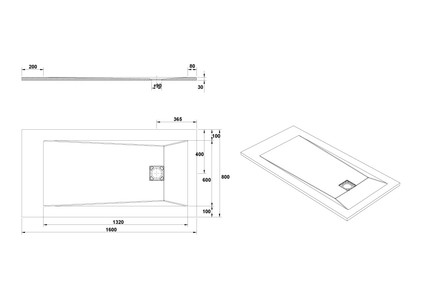 Receveur de Douche rectangulaire 160x80