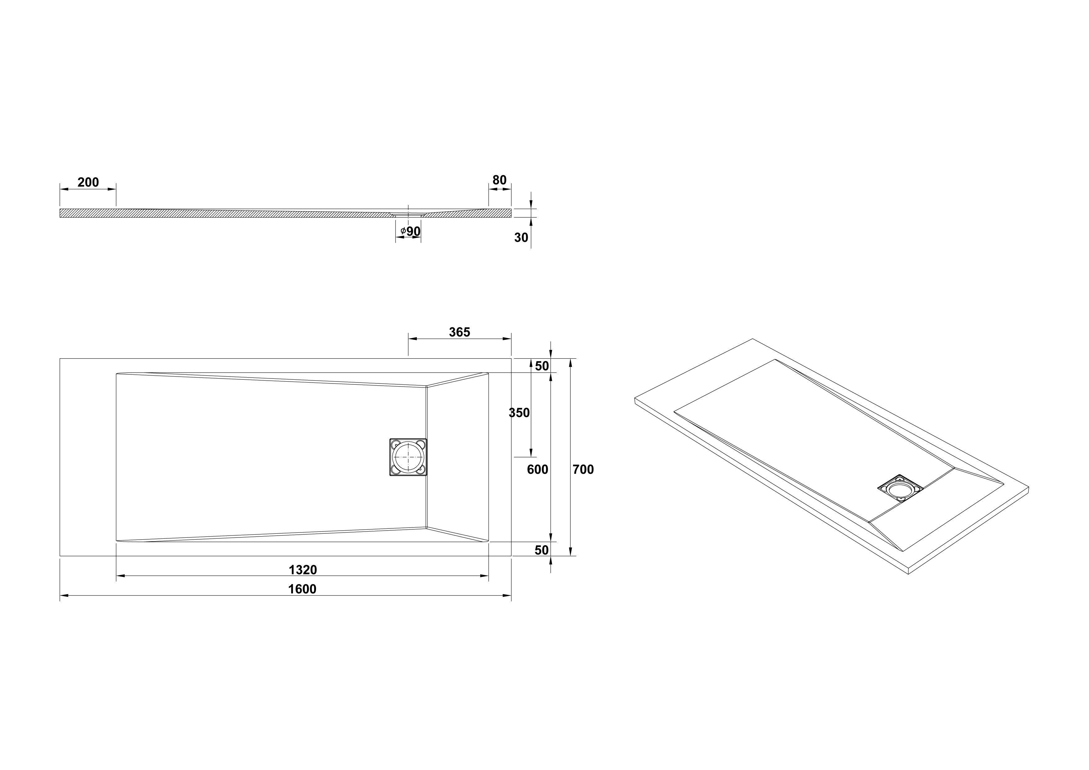Plato de Ducha rectangular 160x70