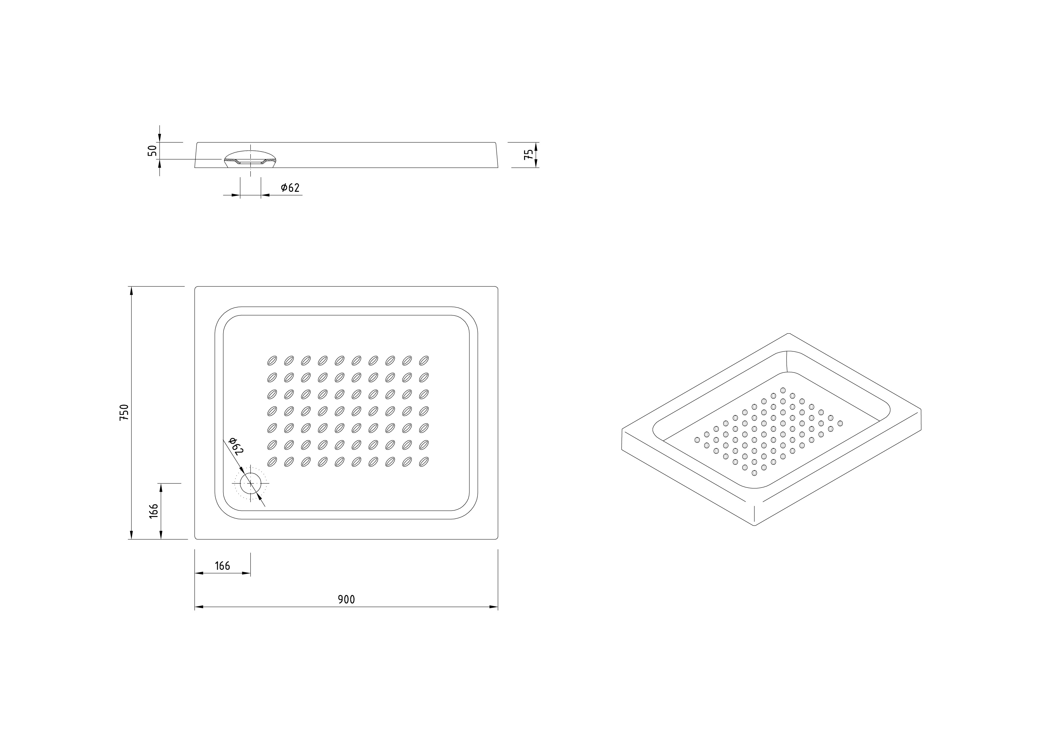 Plato de Ducha rectangular 90x75