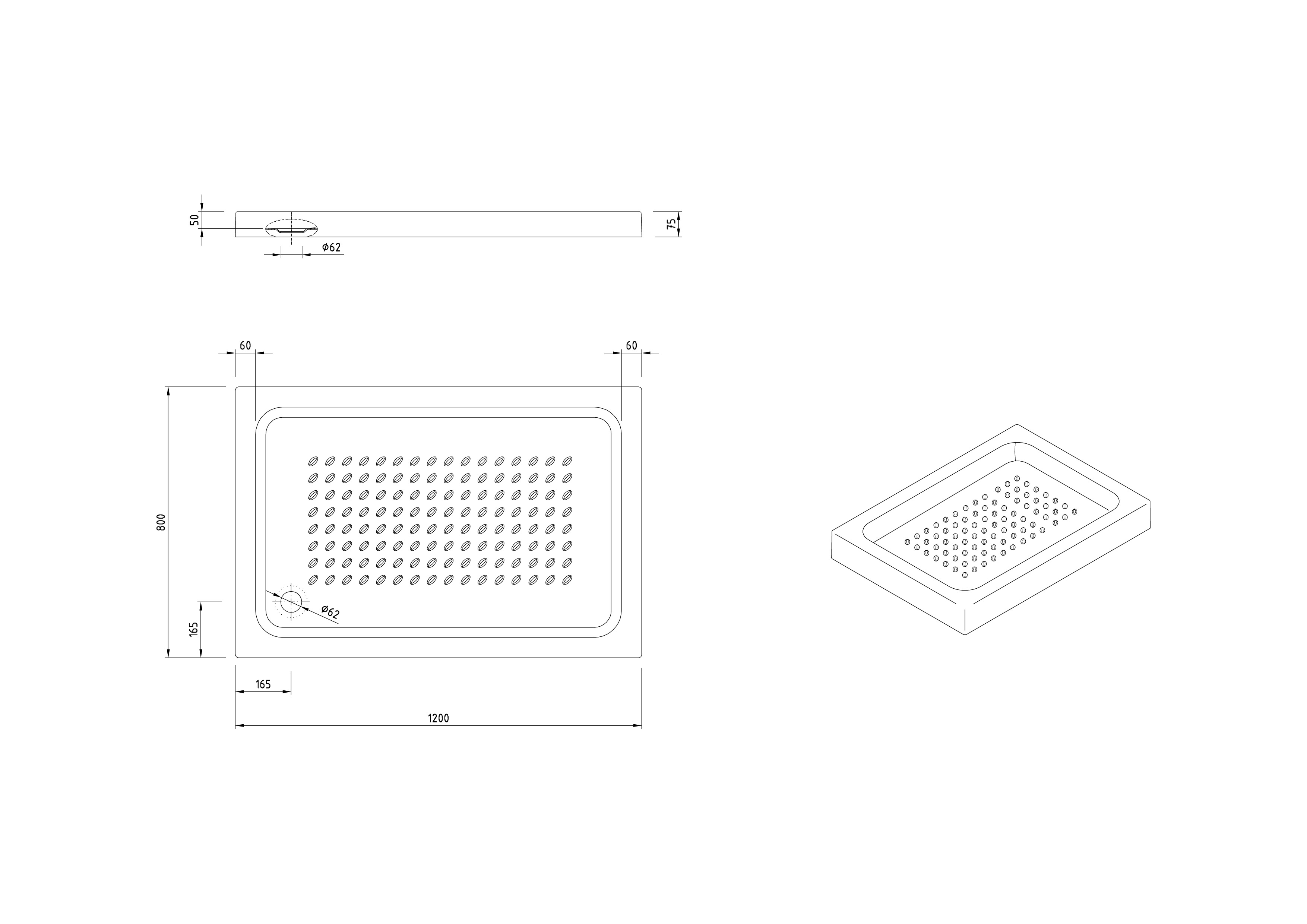 Receveur de Douche rectangulaire 120x80