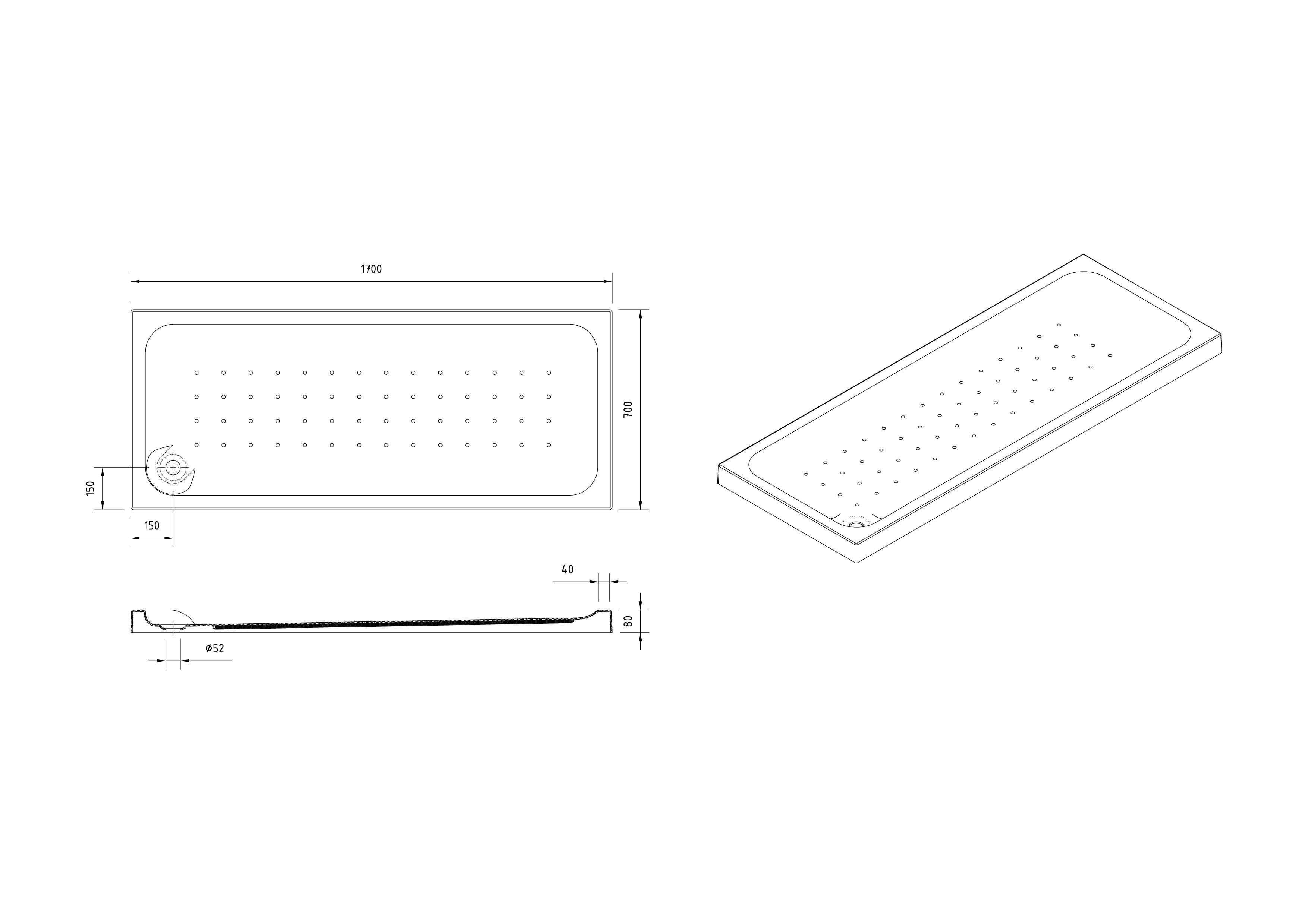 Plato de Ducha rectangular 170x70