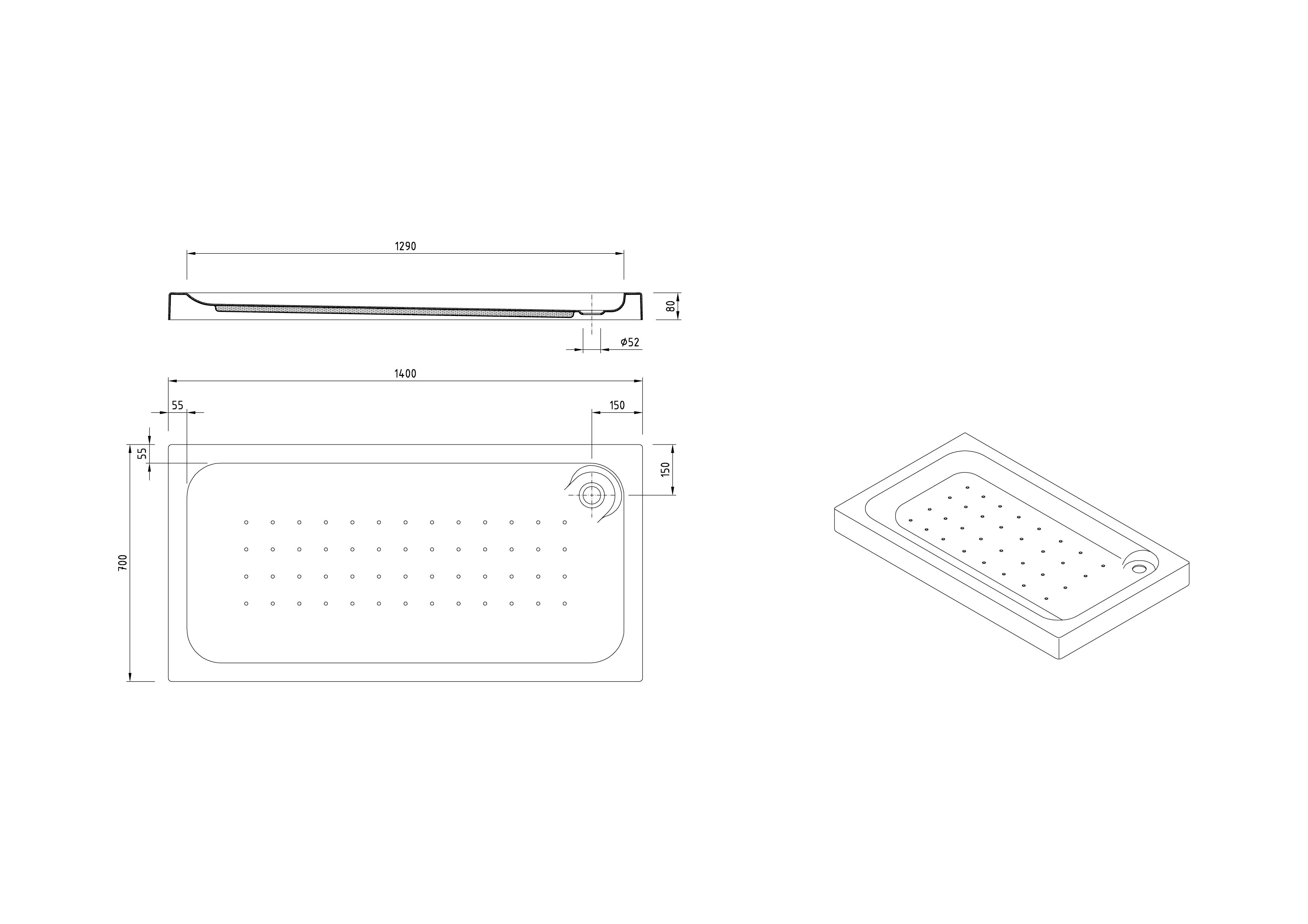 Receveur de Douche rectangulaire 140x70