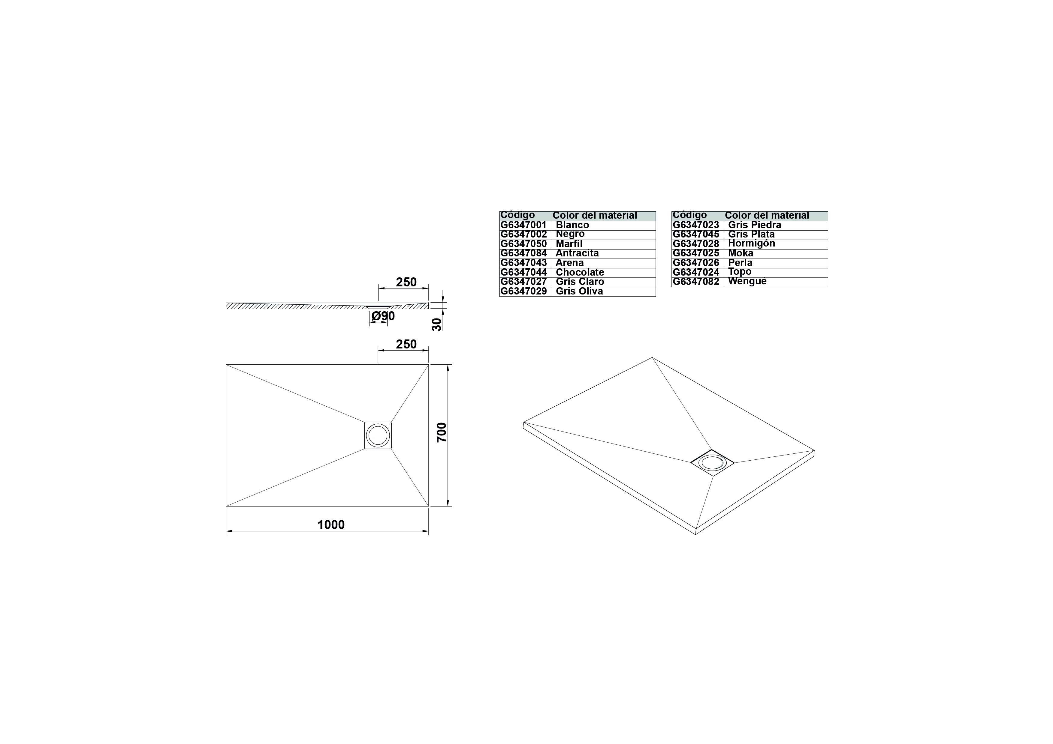 Receveur de Douche rectangulaire 100x70