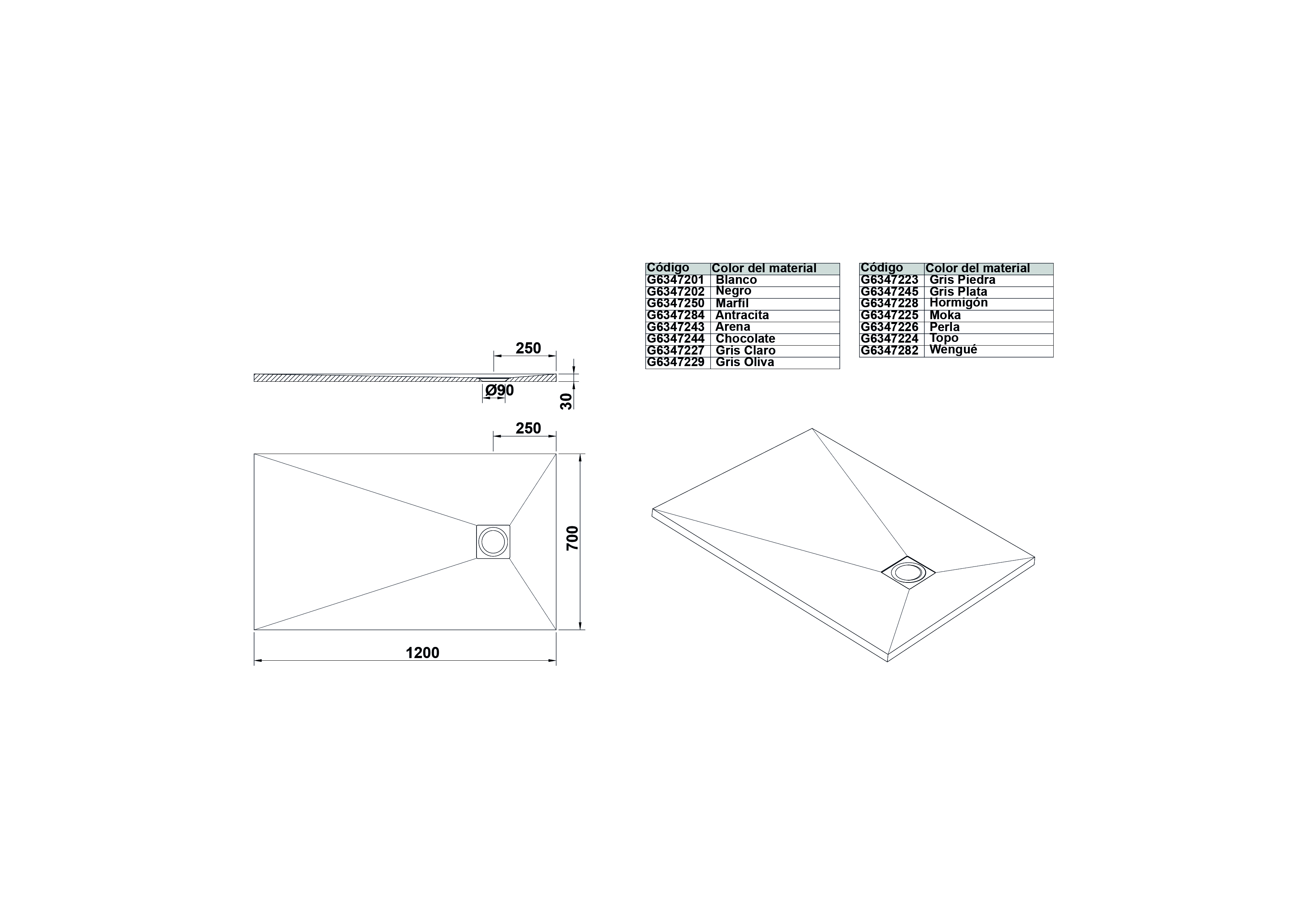 Receveur de Douche rectangulaire 120x70