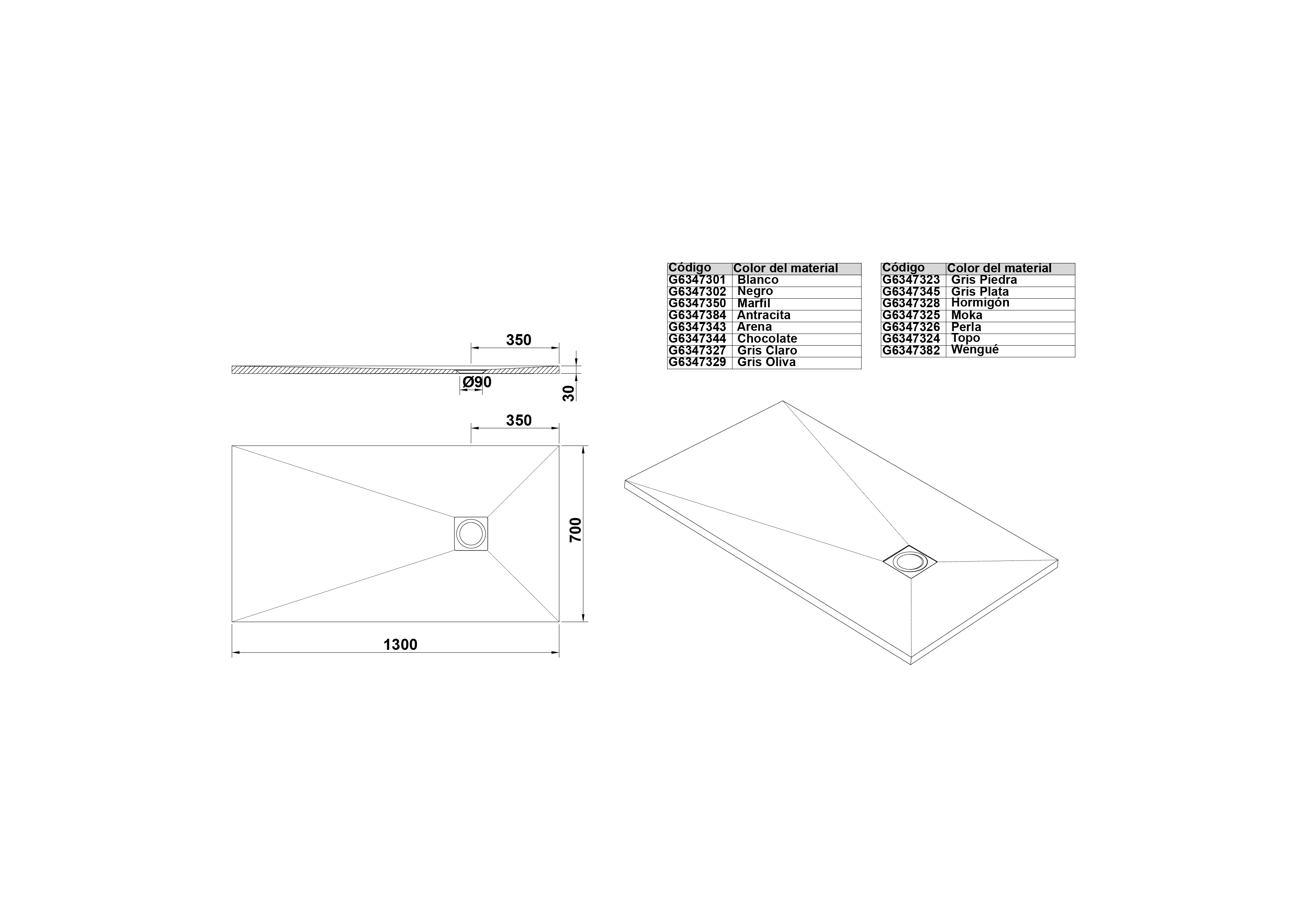 Receveur de Douche rectangulaire 130x70