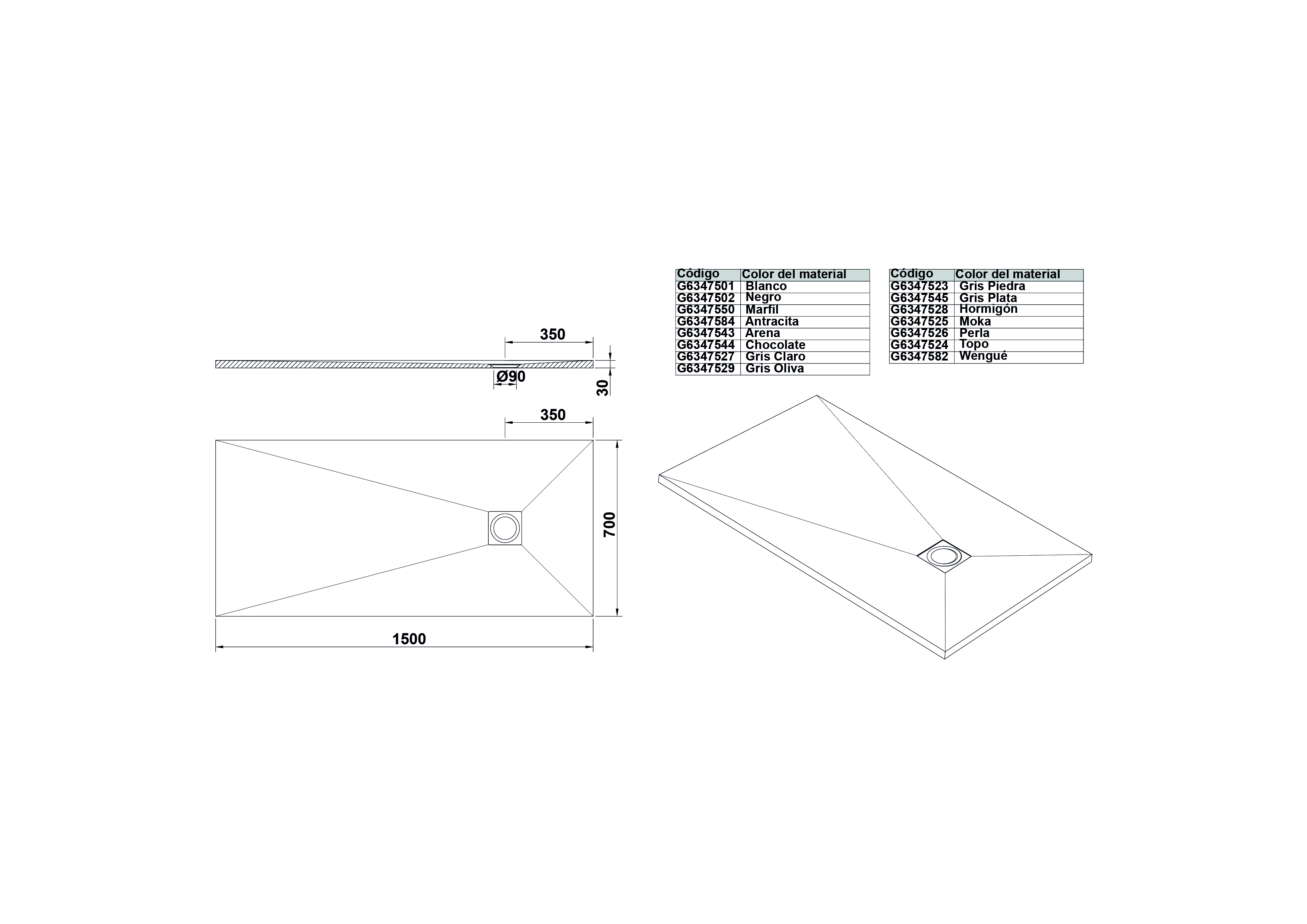 Receveur de Douche rectangulaire 150x70