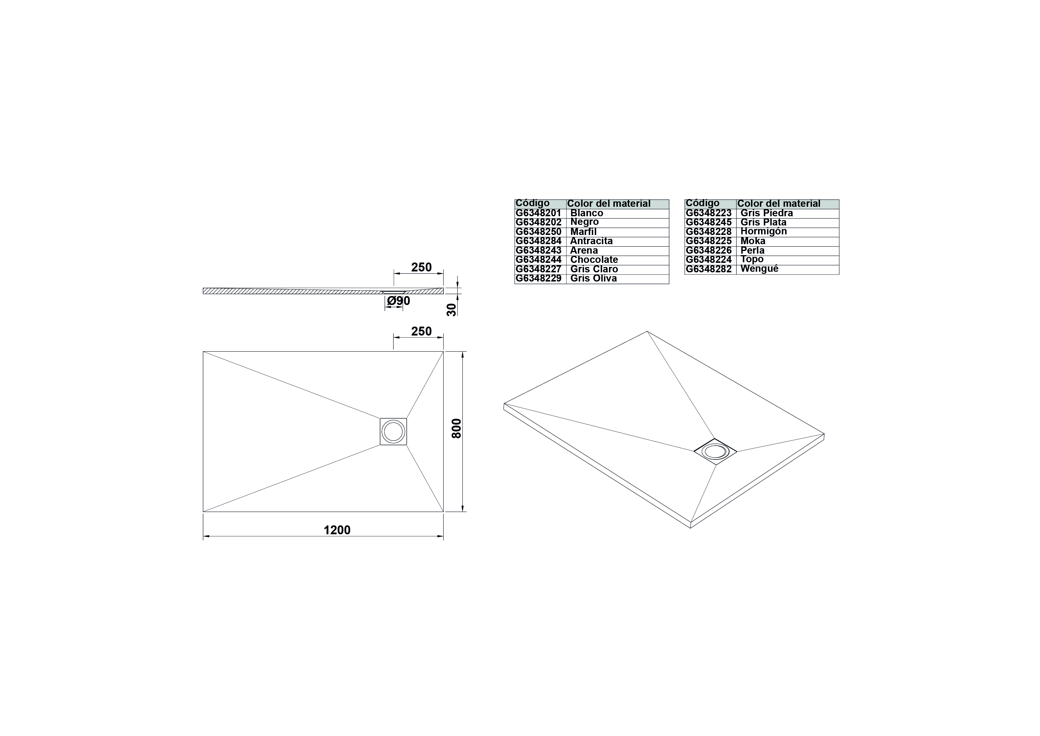 Receveur de Douche rectangulaire 120x80