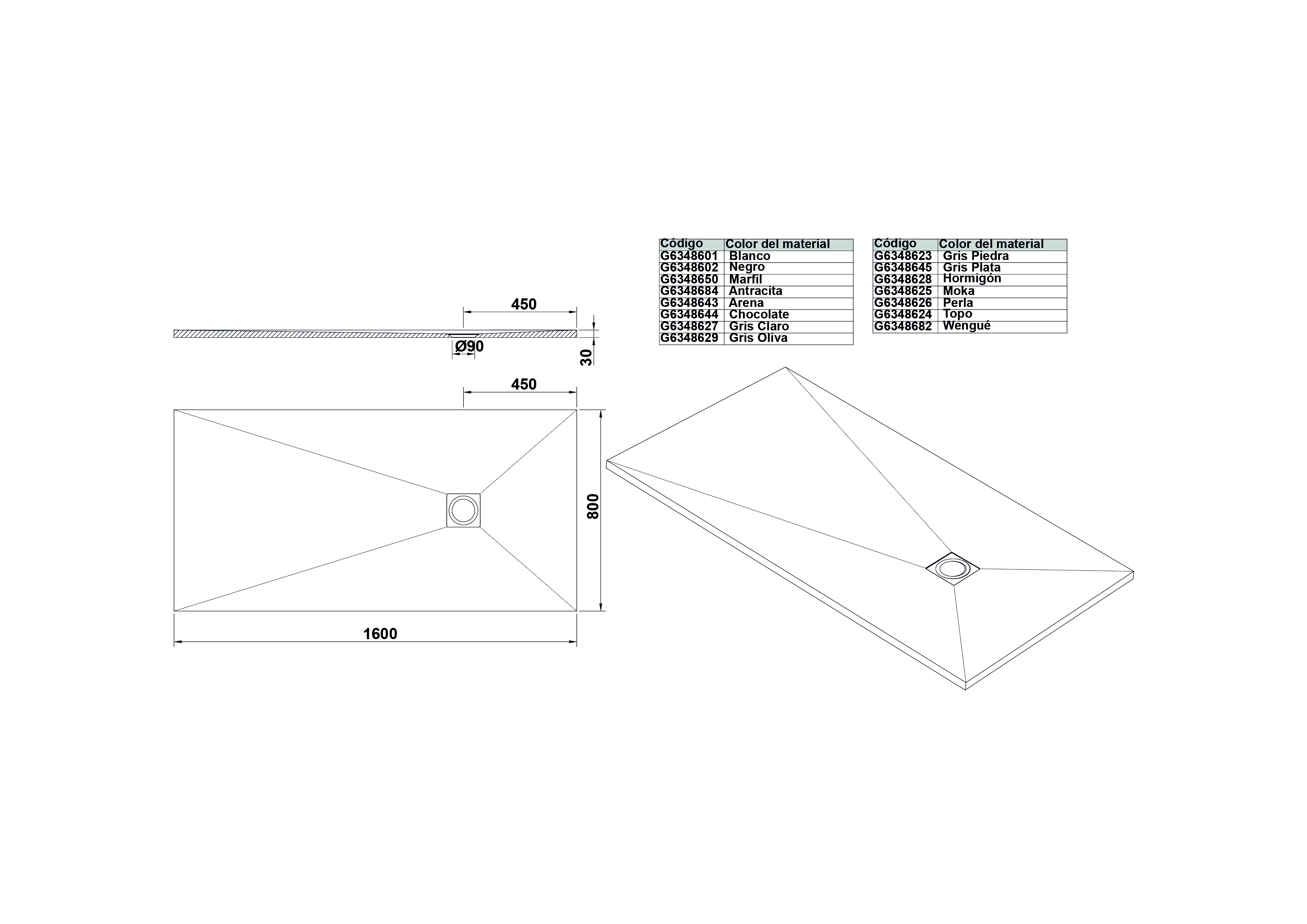 Plato de Ducha rectangular 160x80