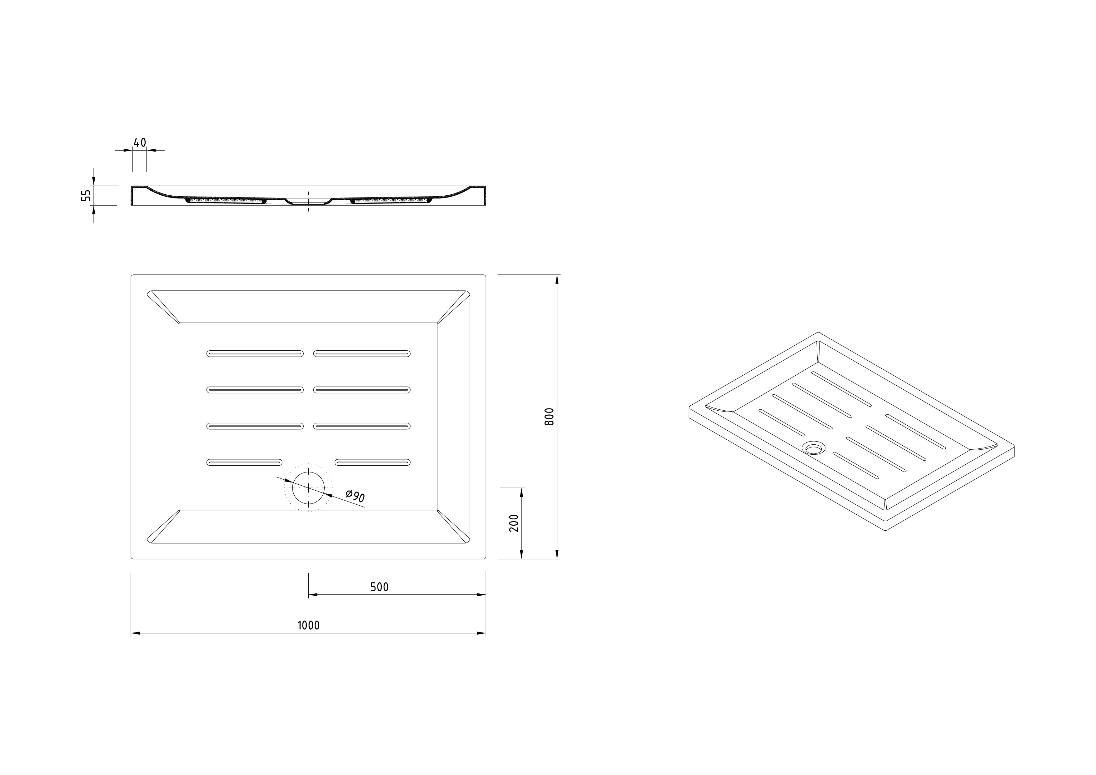 Plato de Ducha rectangular 100x80