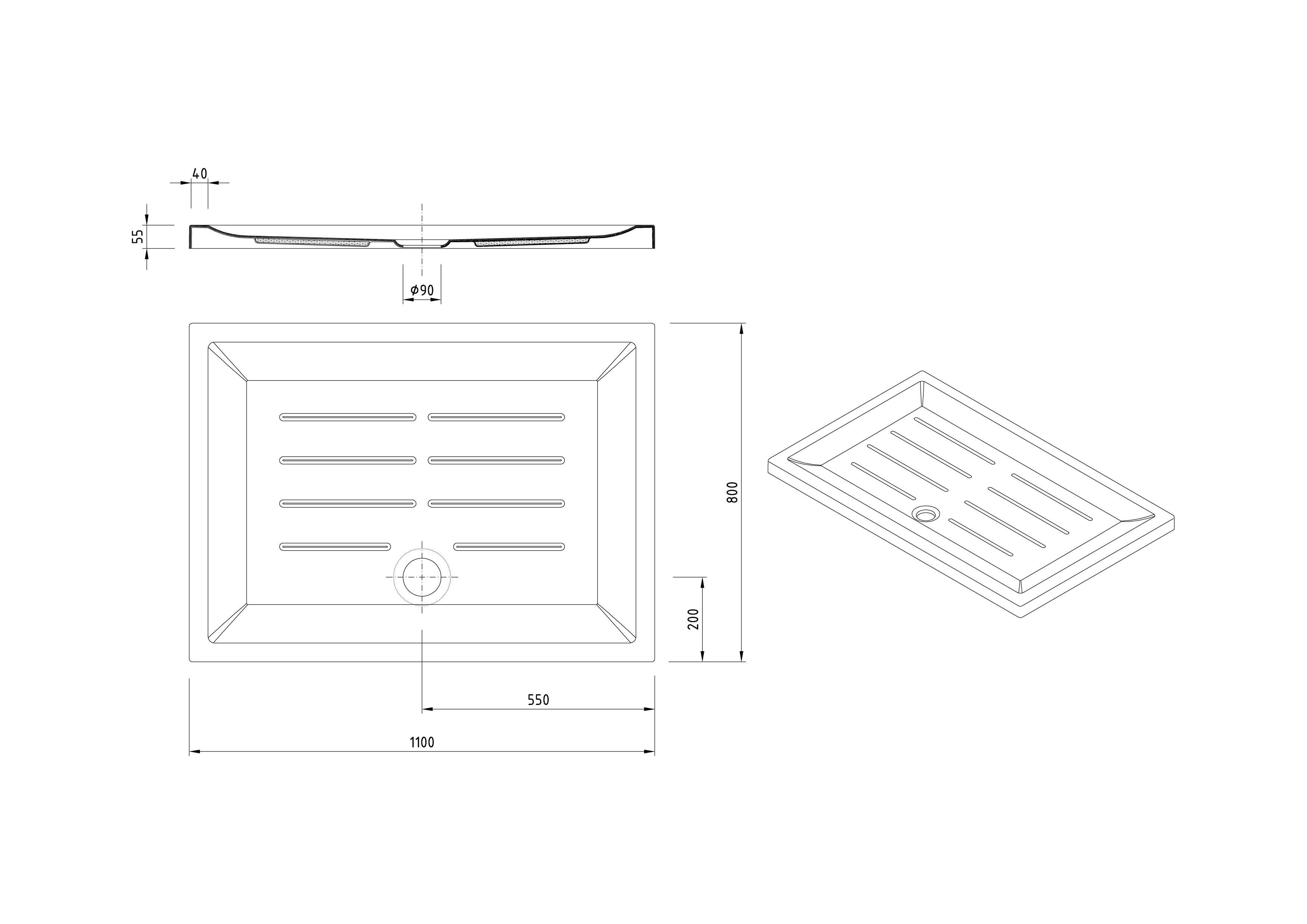 Receveur de Douche rectangulaire 110x80