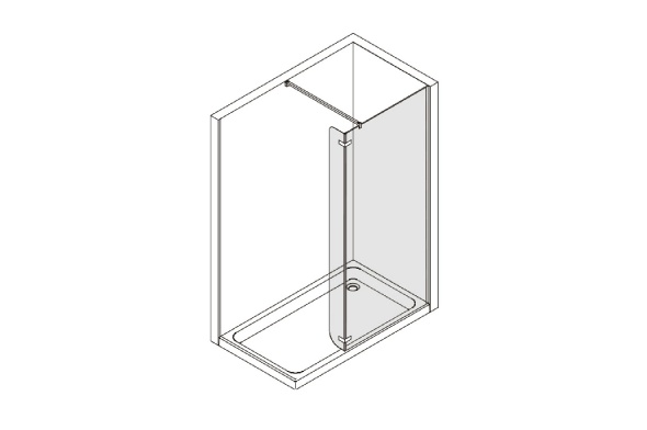 Frontal fixed de 70 cm. + porte abattable 180º de 25 cm. (à droite)