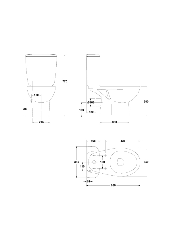 Réservoir attenant double poussoir 6/3 litres