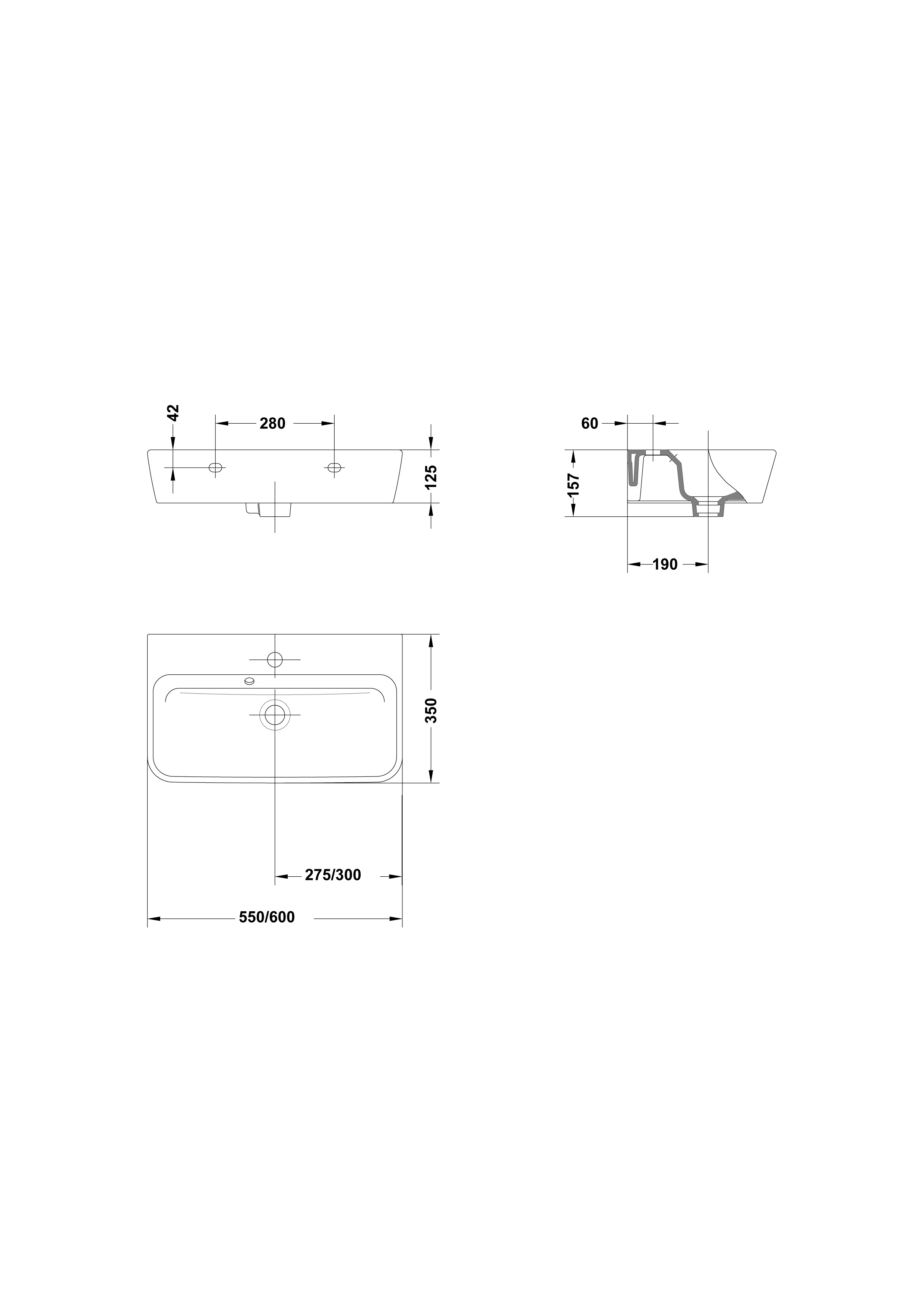 Lavabo compact 55x35 cm.