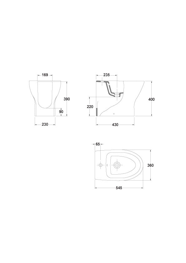 Bidet BTW 54,5x36 cm.