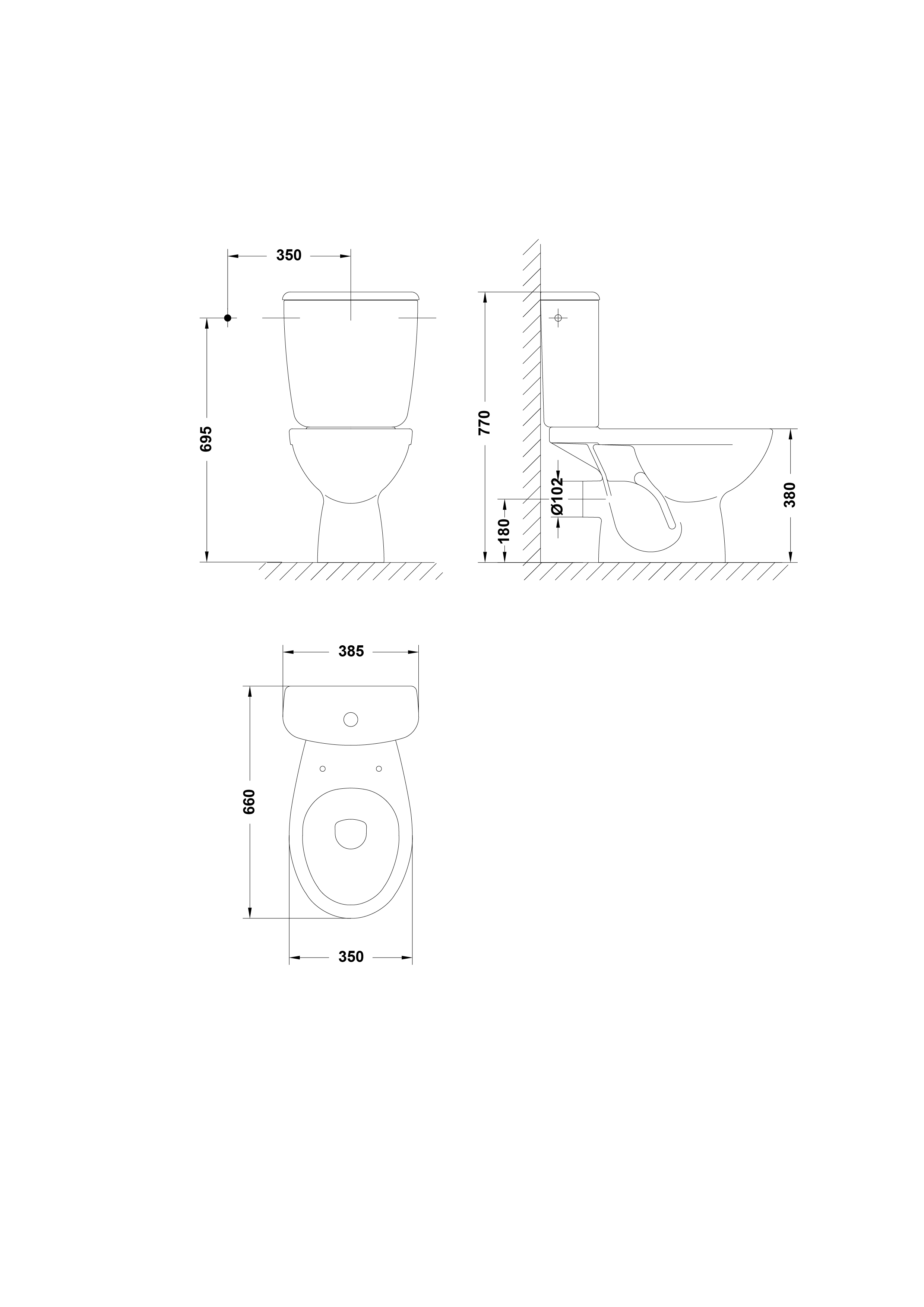 Réservoir attenant double poussoir 6/3 litres