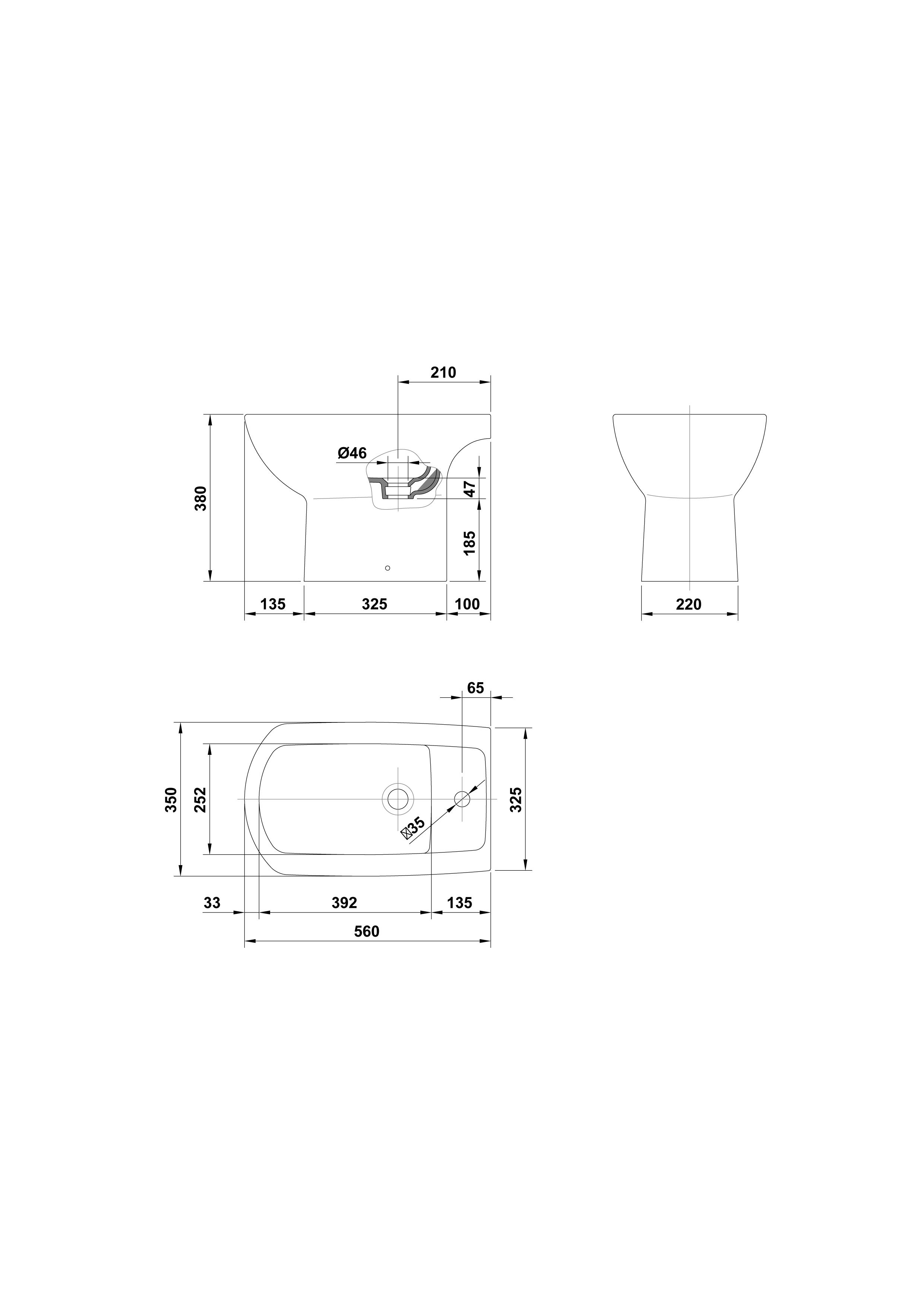 Bidet 56x35 cm.