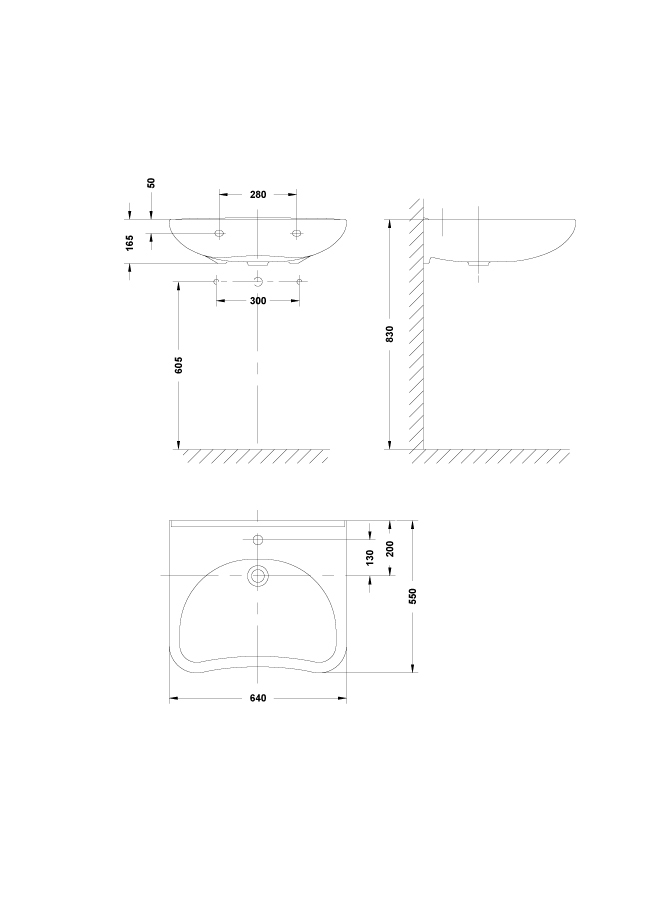 Lavabo  64x55 cm.