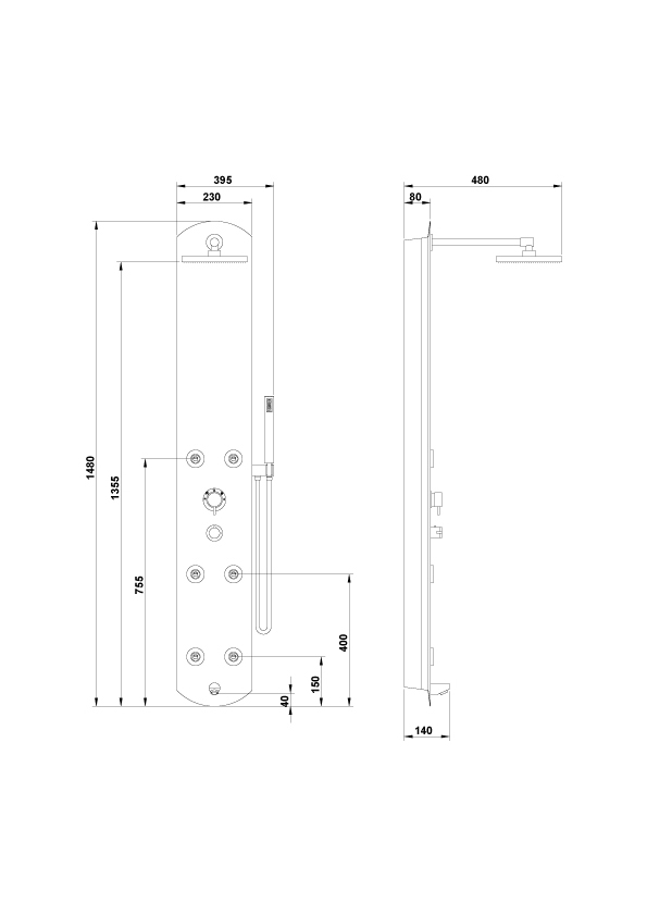Nui Max Square Thermostatique 148x23