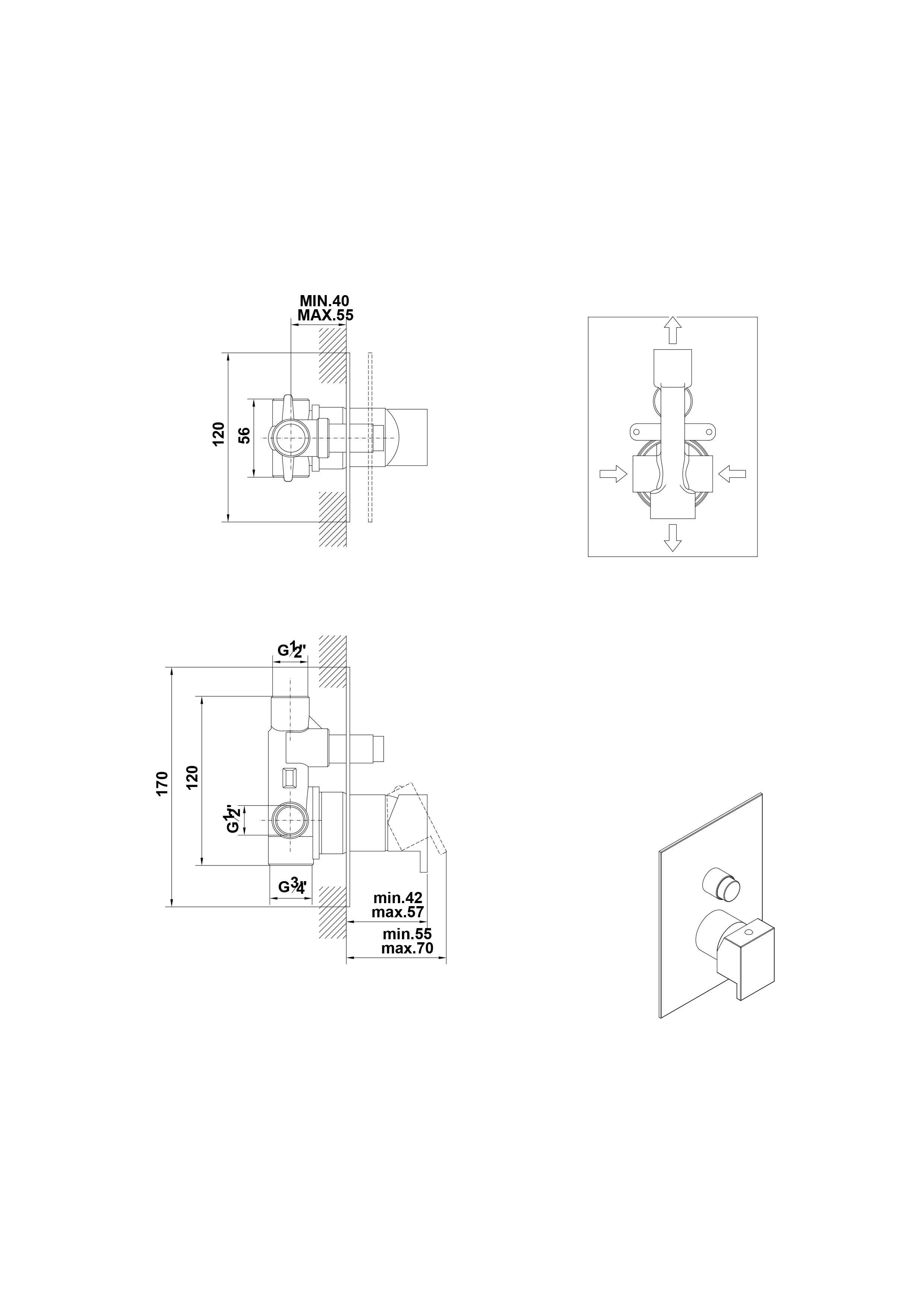 Mitigeur encastré pour douche