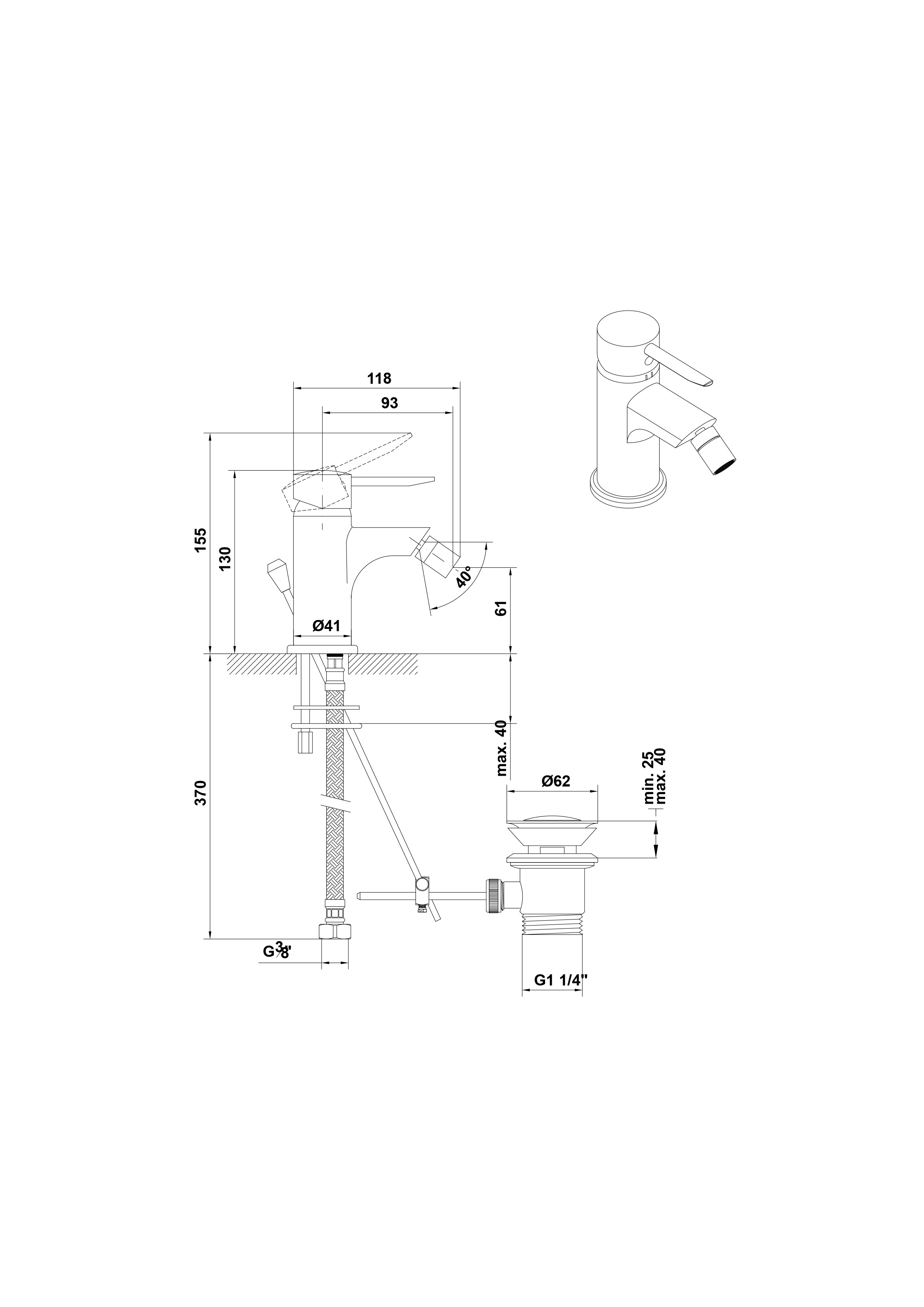 Mitigeur de bidet avec vidage automatique