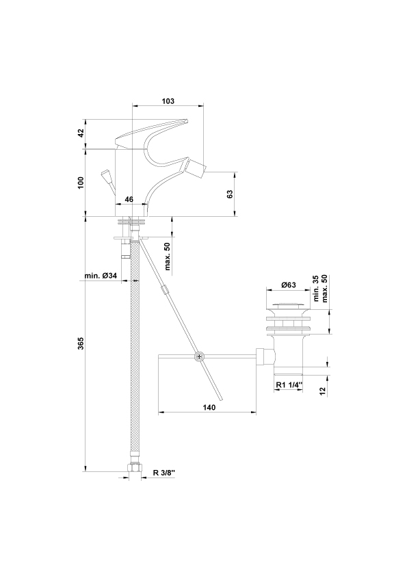 Mitigeur de bidet avec vidage automatique