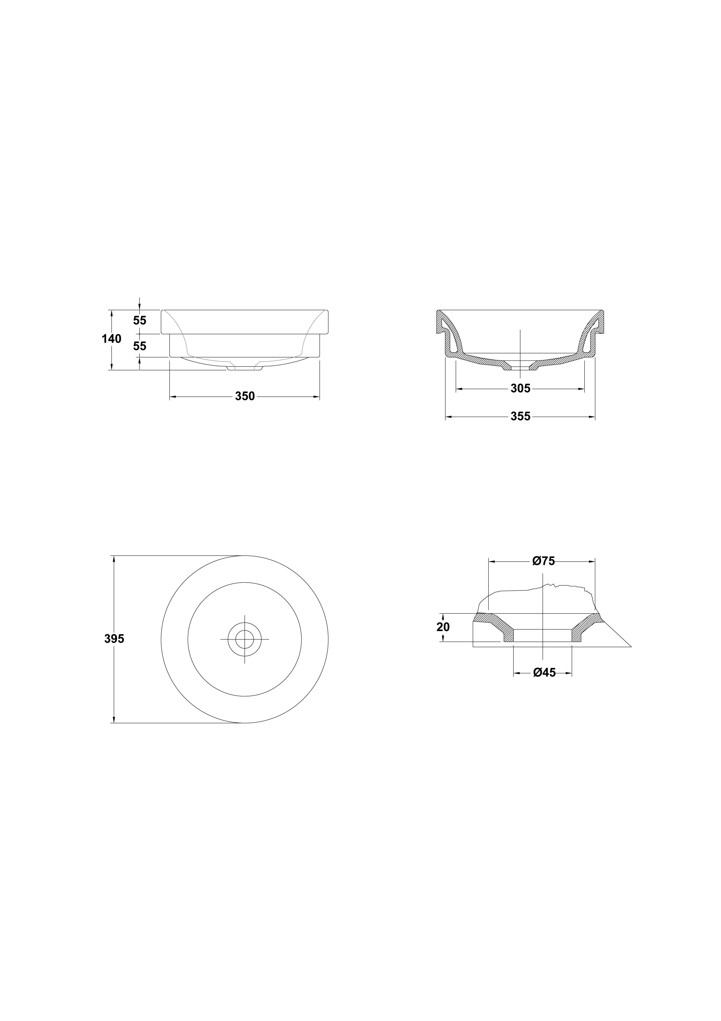 Lavabo Ø 39,5 cm.