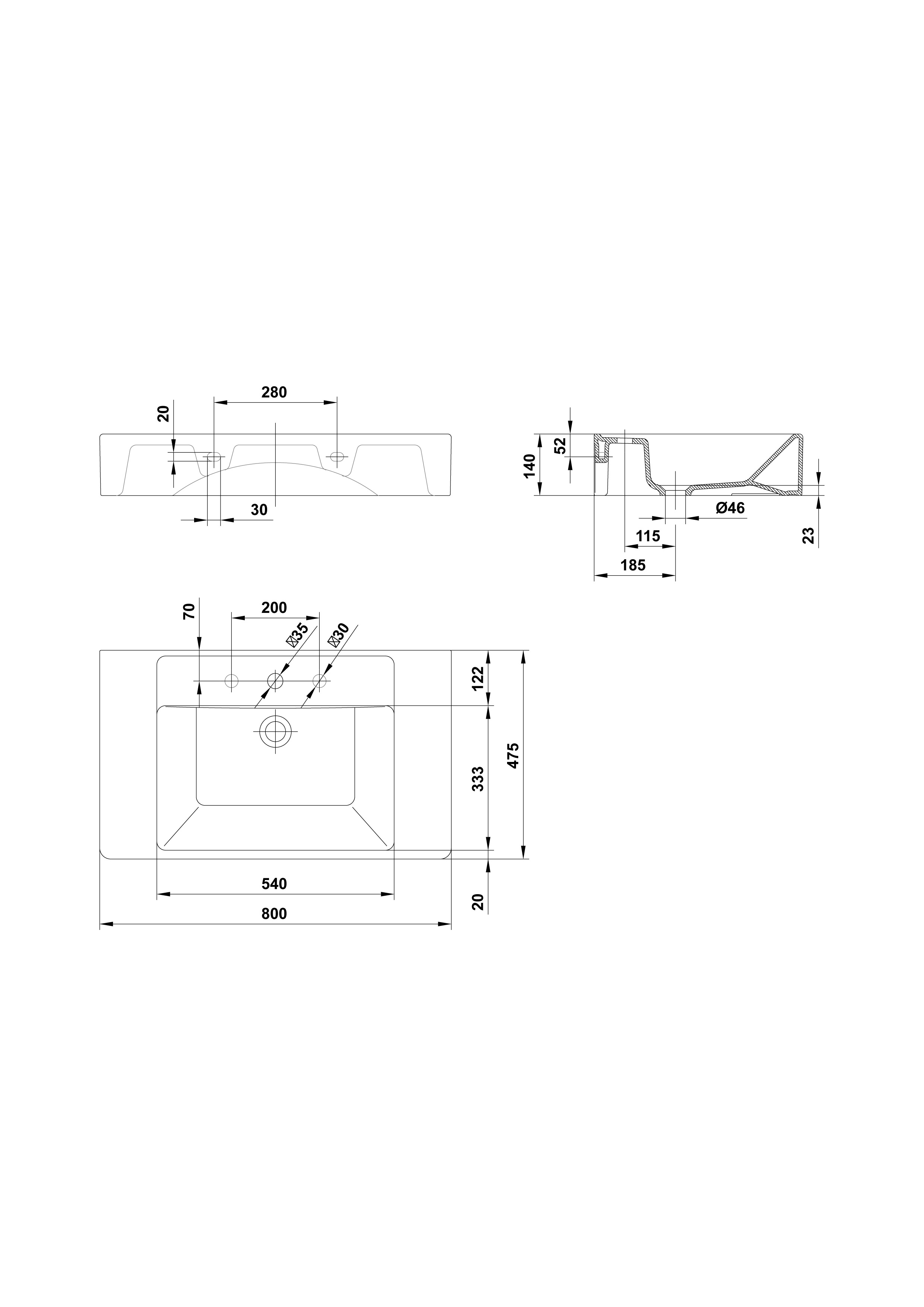 Lavabo  80x47,5 cm.
